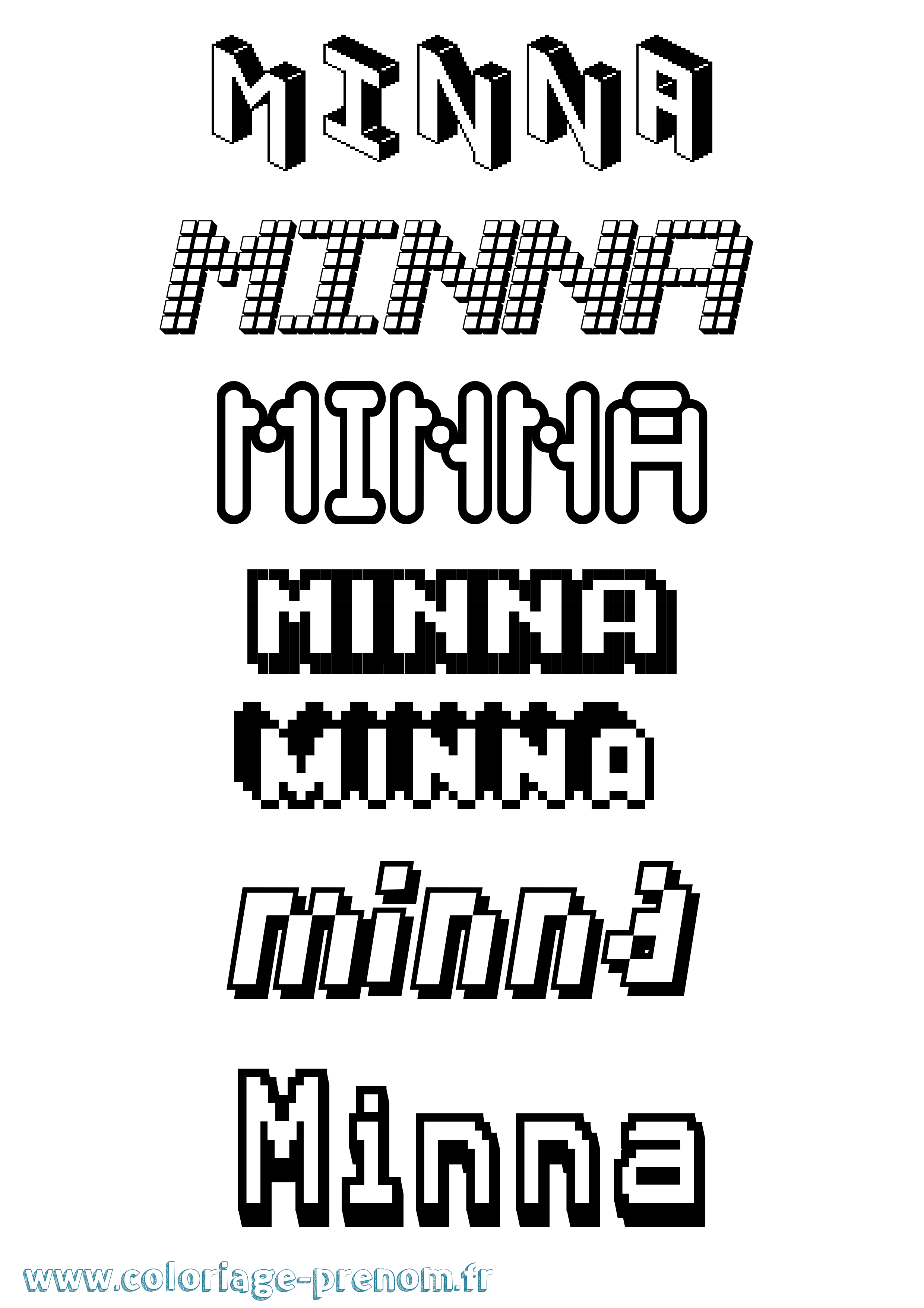 Coloriage Minna Pixel Coloriage prénom Minna Pixel