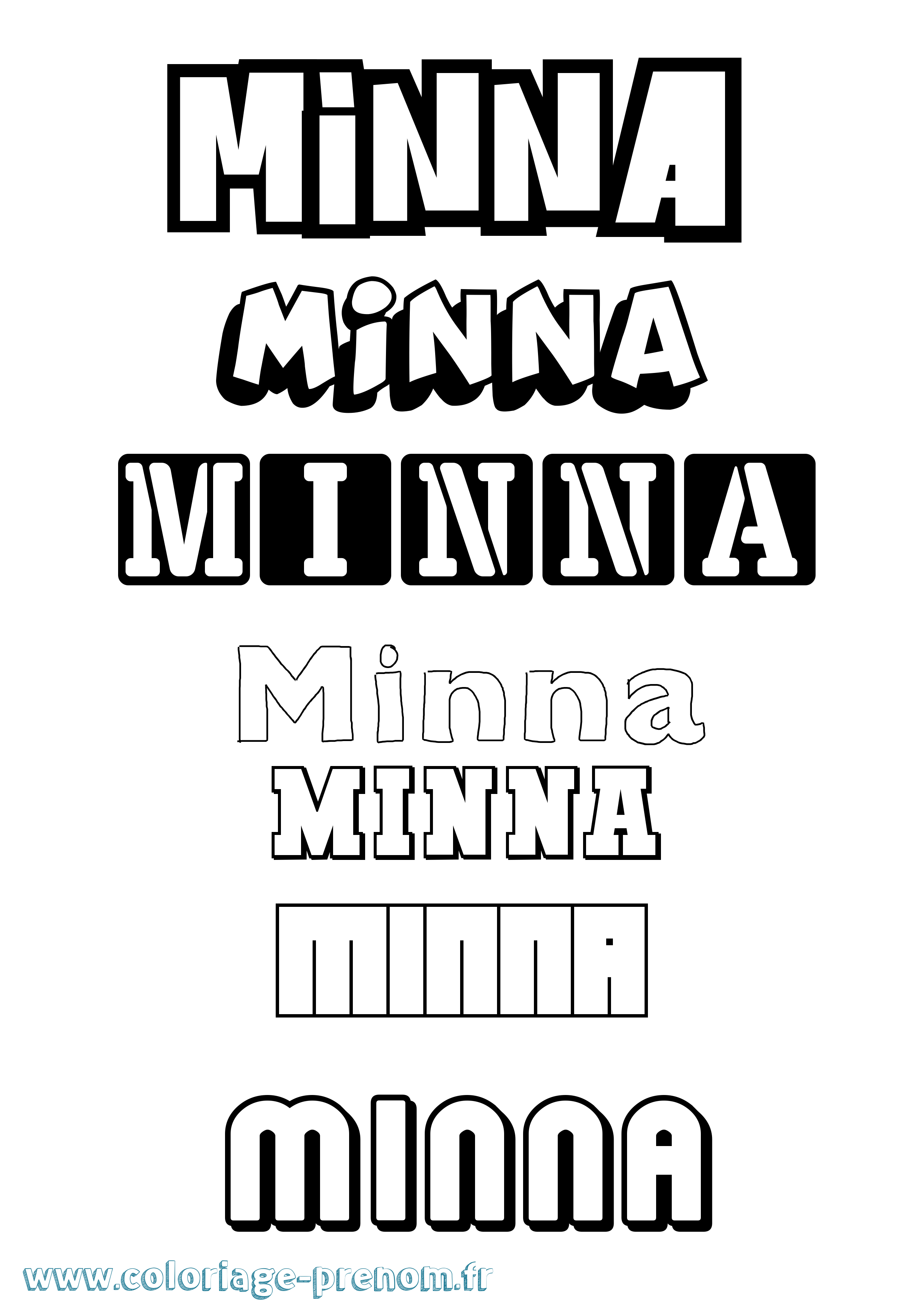 Coloriage Minna Simple Coloriage prénom Minna Simple