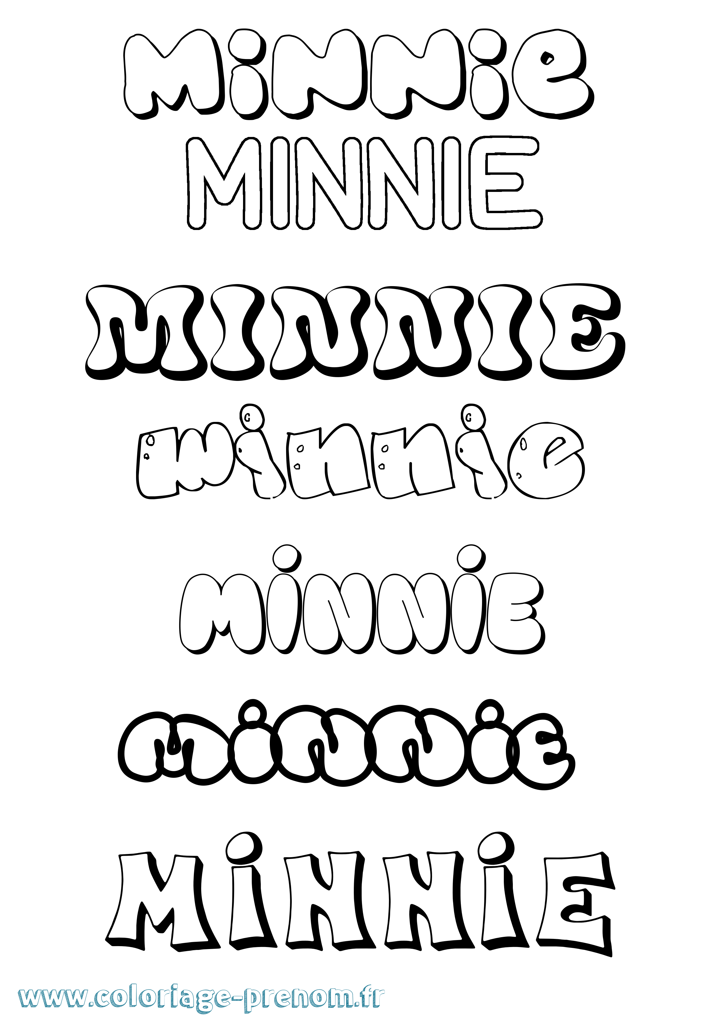 Coloriage Minnie Bubble Coloriage prénom Minnie Bubble