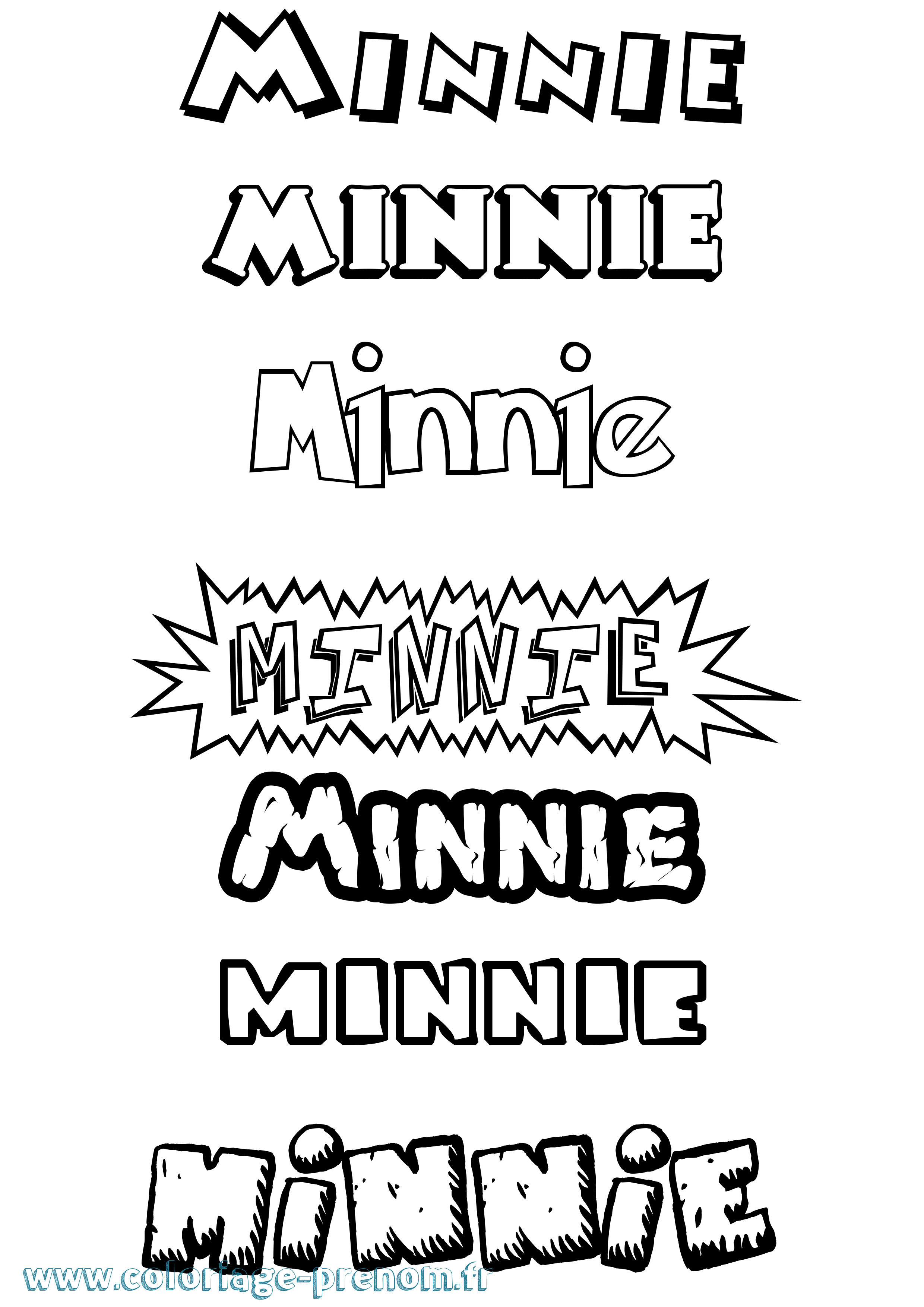 Coloriage Minnie Dessin Animé Coloriage prénom Minnie Dessin Animé