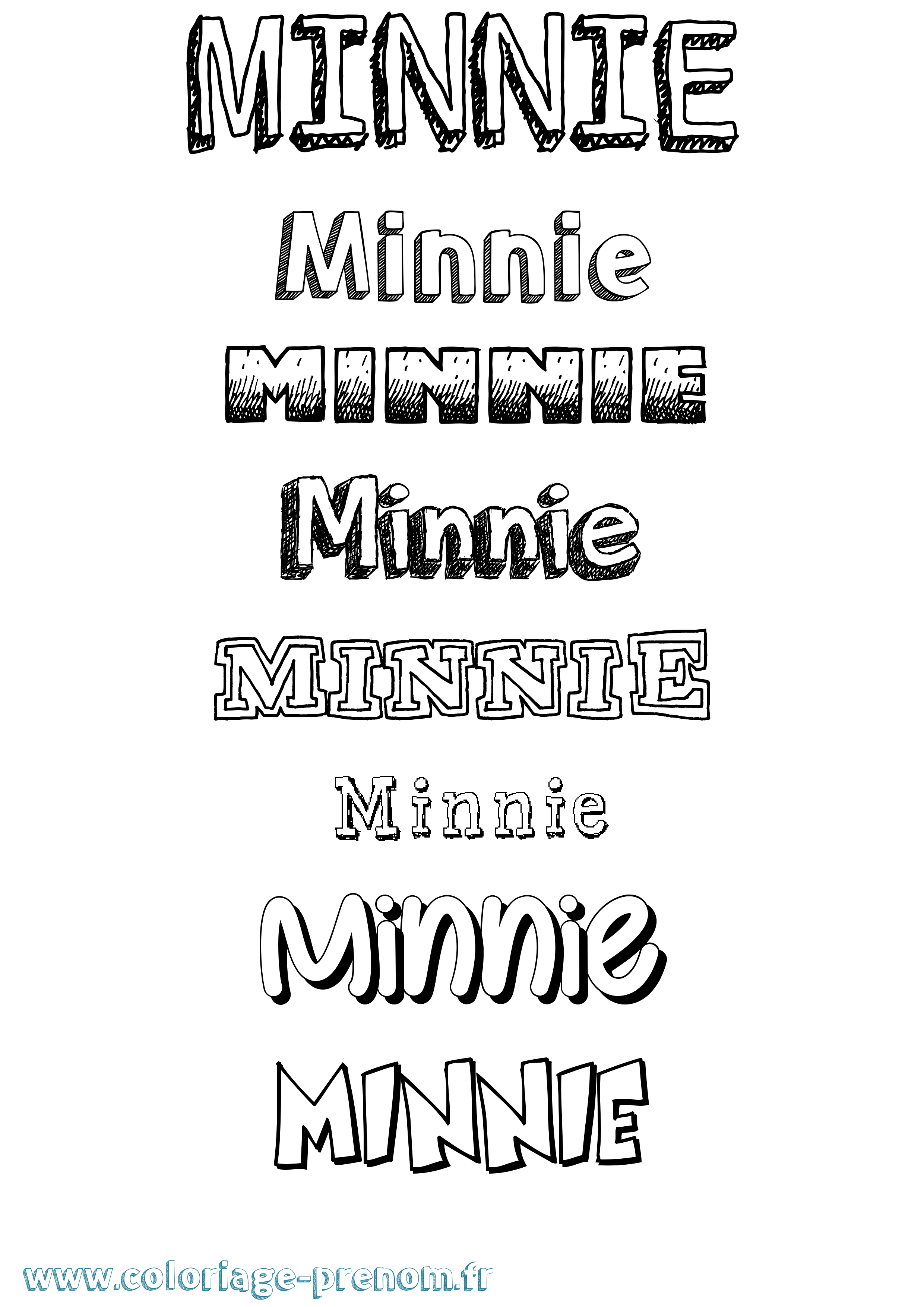 Coloriage Minnie Dessiné Coloriage prénom Minnie Dessiné
