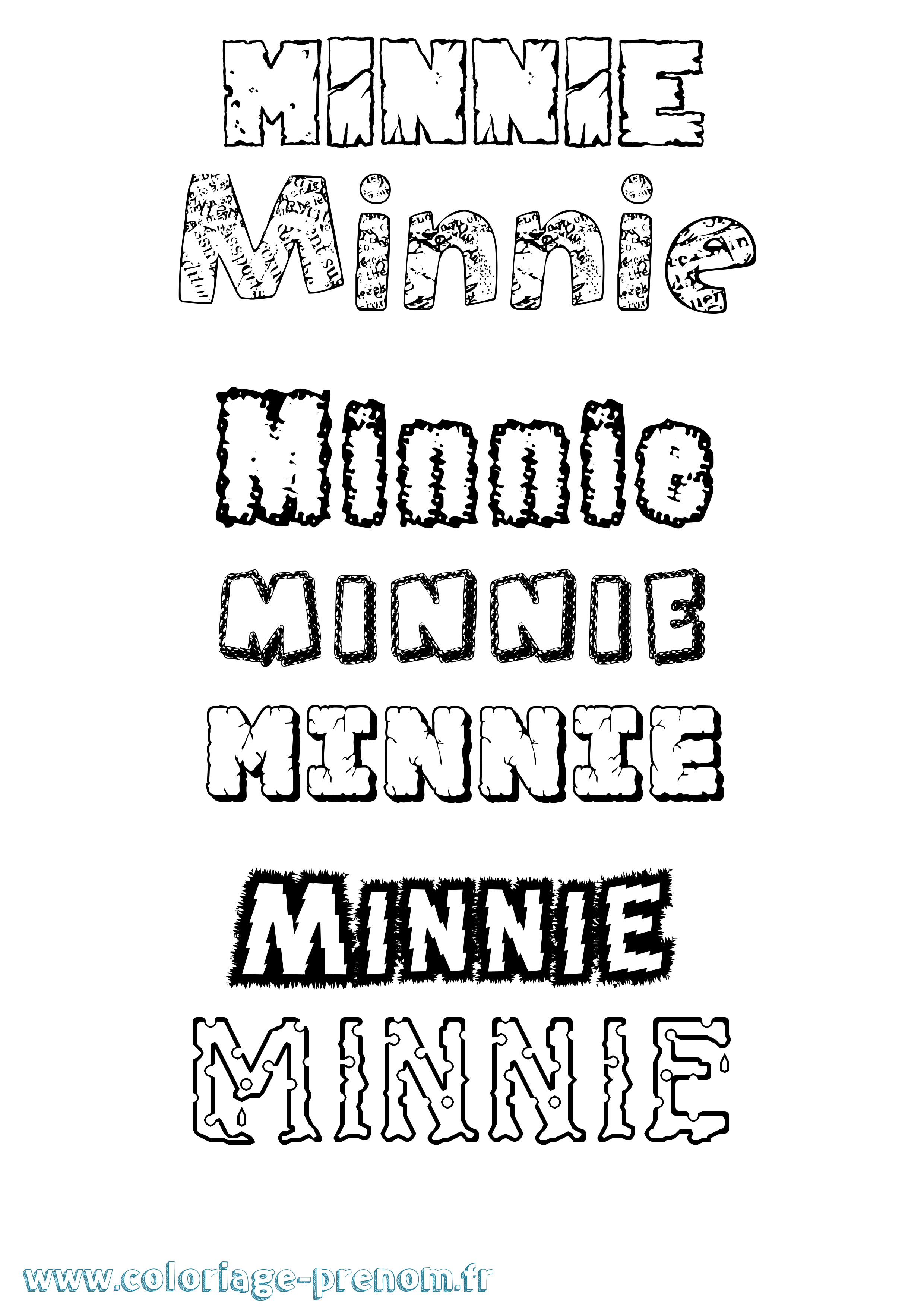 Coloriage Minnie Destructuré Coloriage prénom Minnie Destructuré