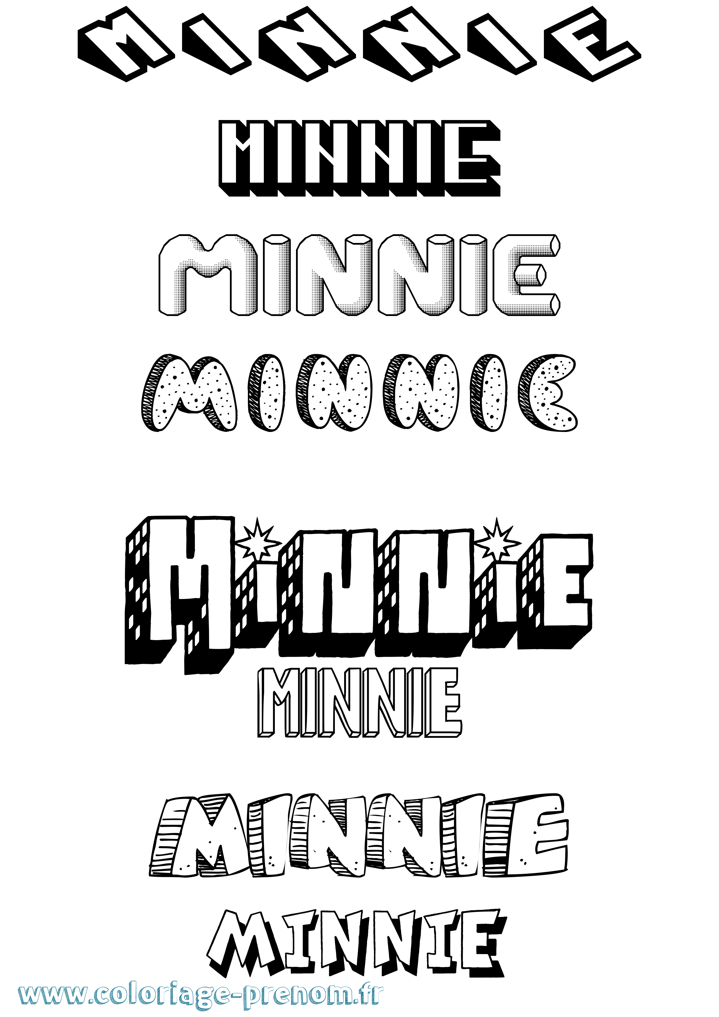Coloriage Minnie Effet 3D Coloriage prénom Minnie Effet 3D