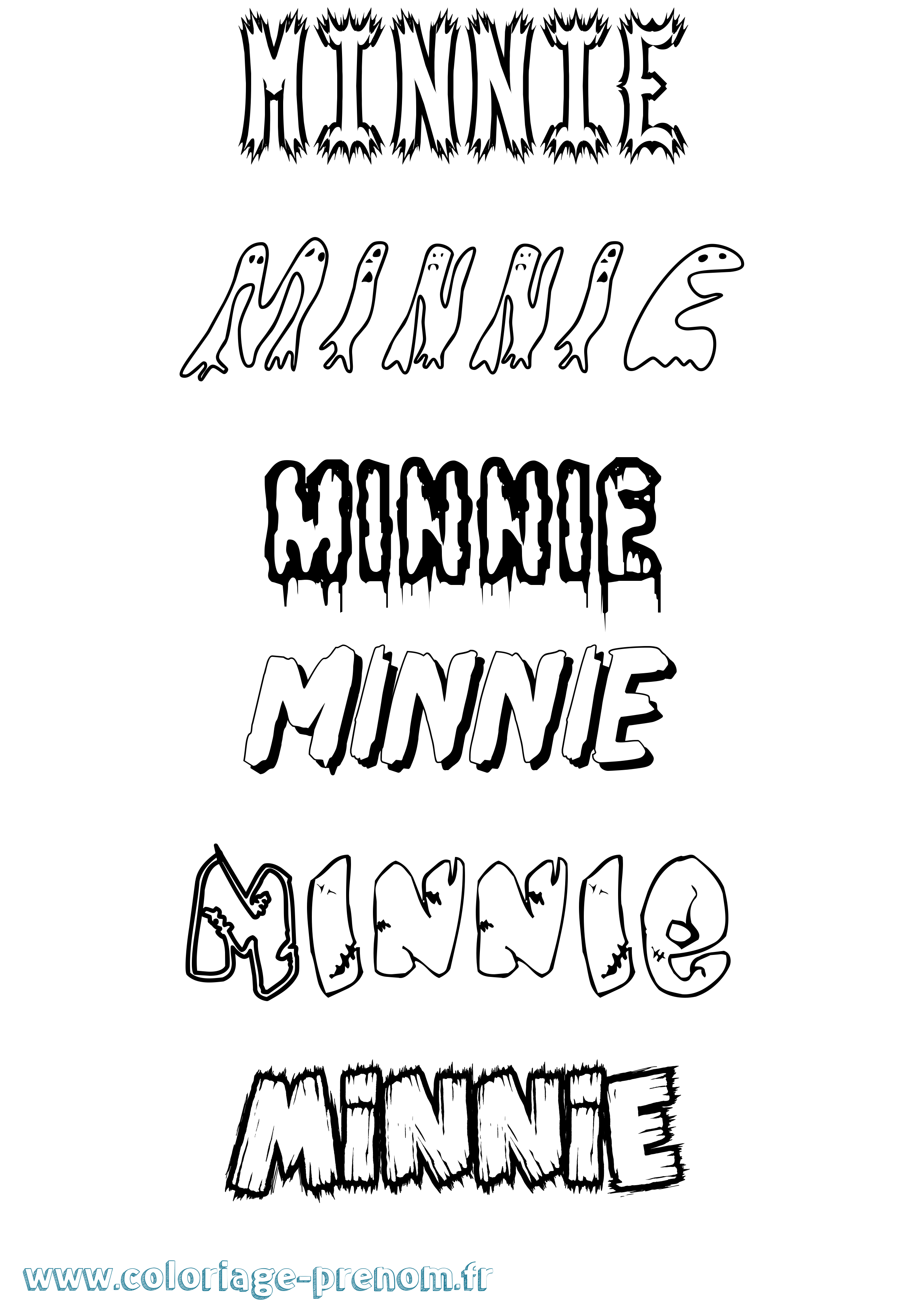 Coloriage Minnie Frisson Coloriage prénom Minnie Frisson