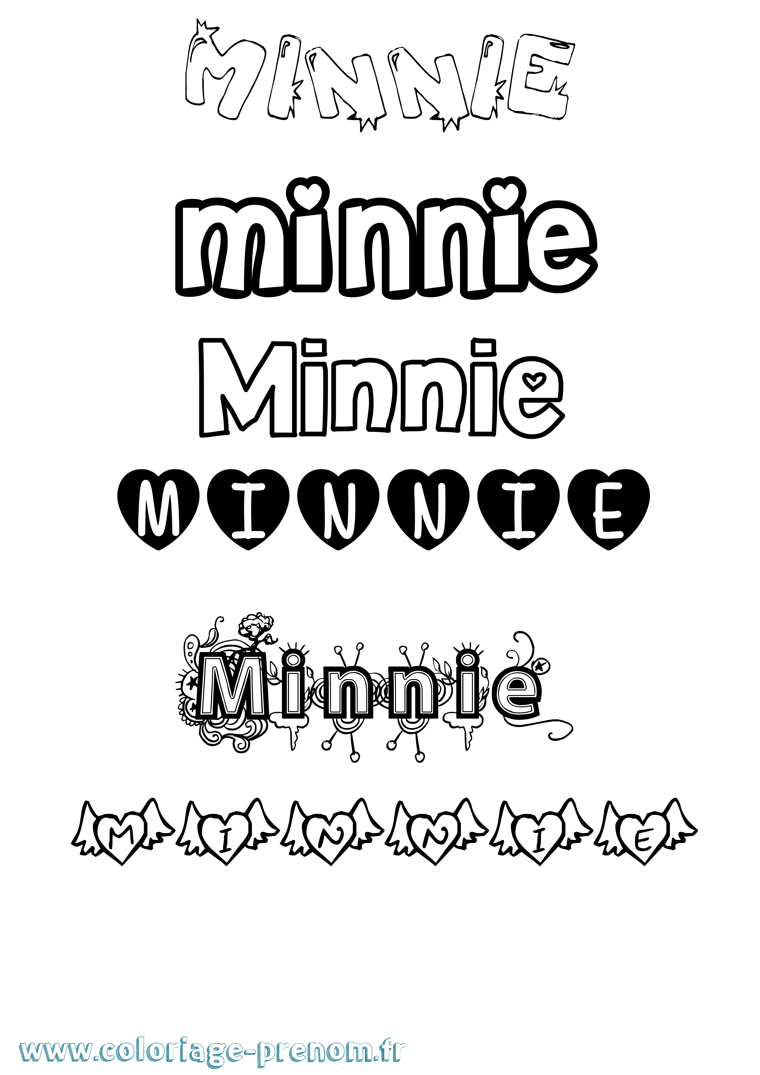 Coloriage Minnie Girly Coloriage prénom Minnie Girly
