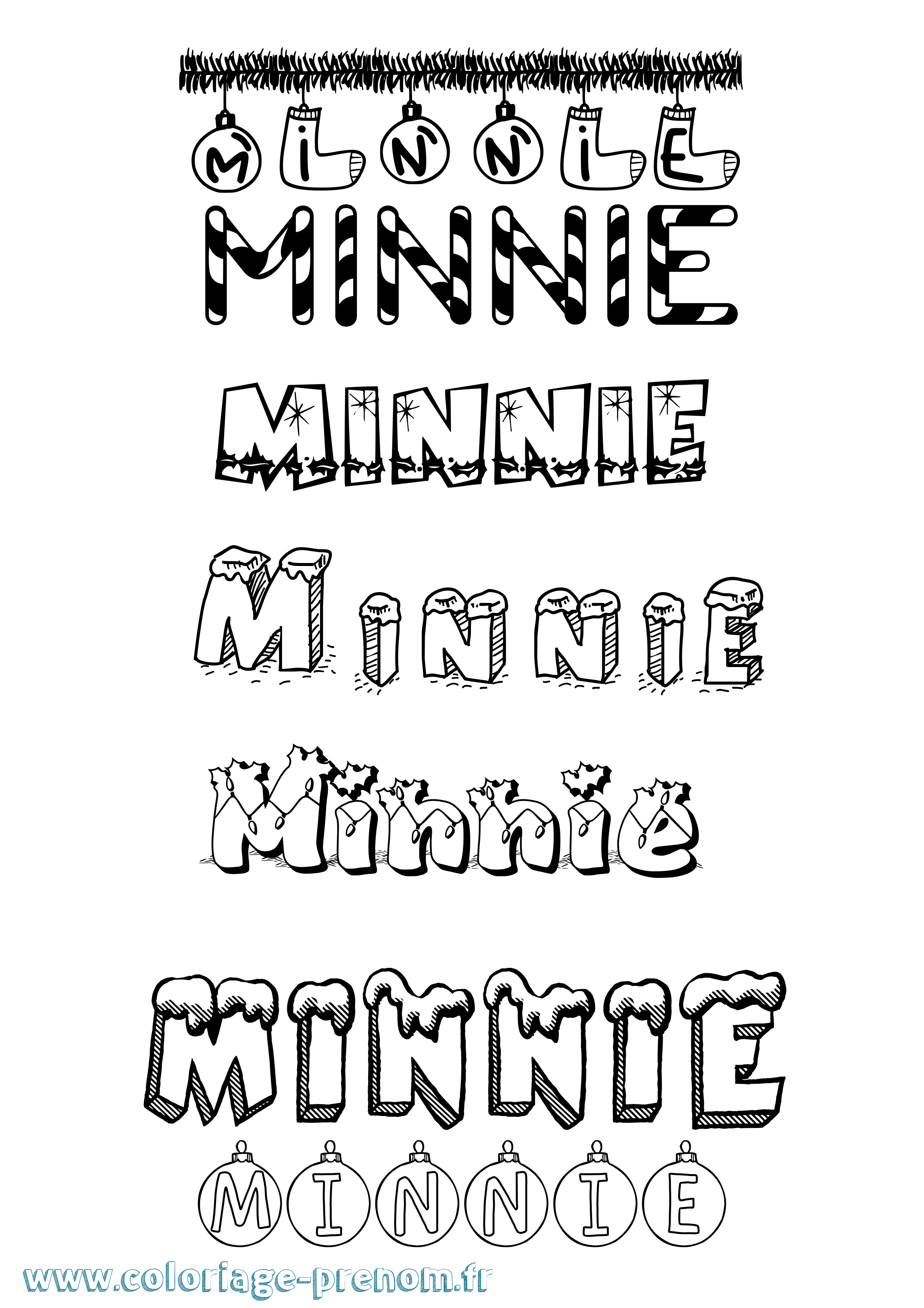 Coloriage Minnie Noël Coloriage prénom Minnie Noël