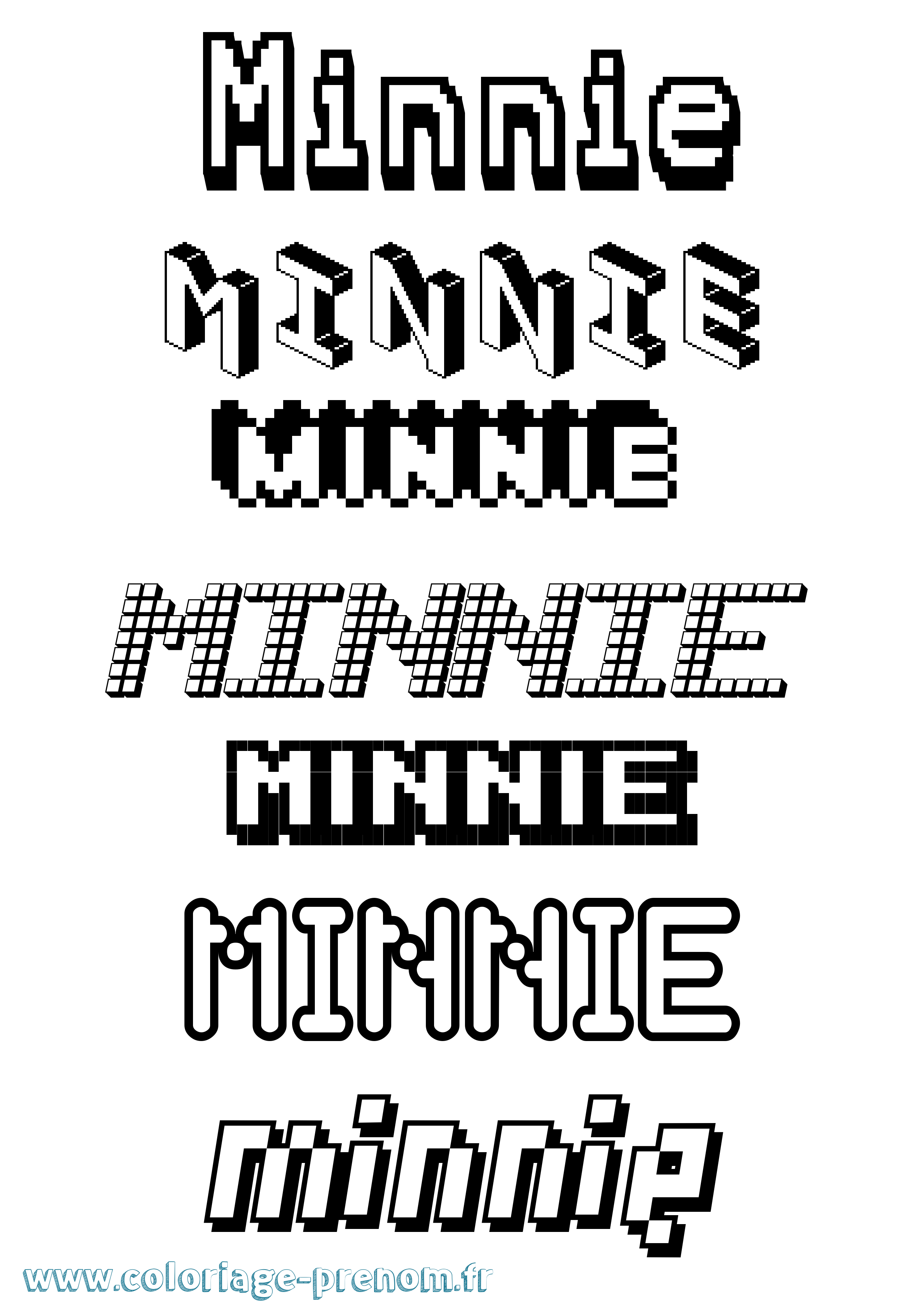 Coloriage Minnie Pixel Coloriage prénom Minnie Pixel