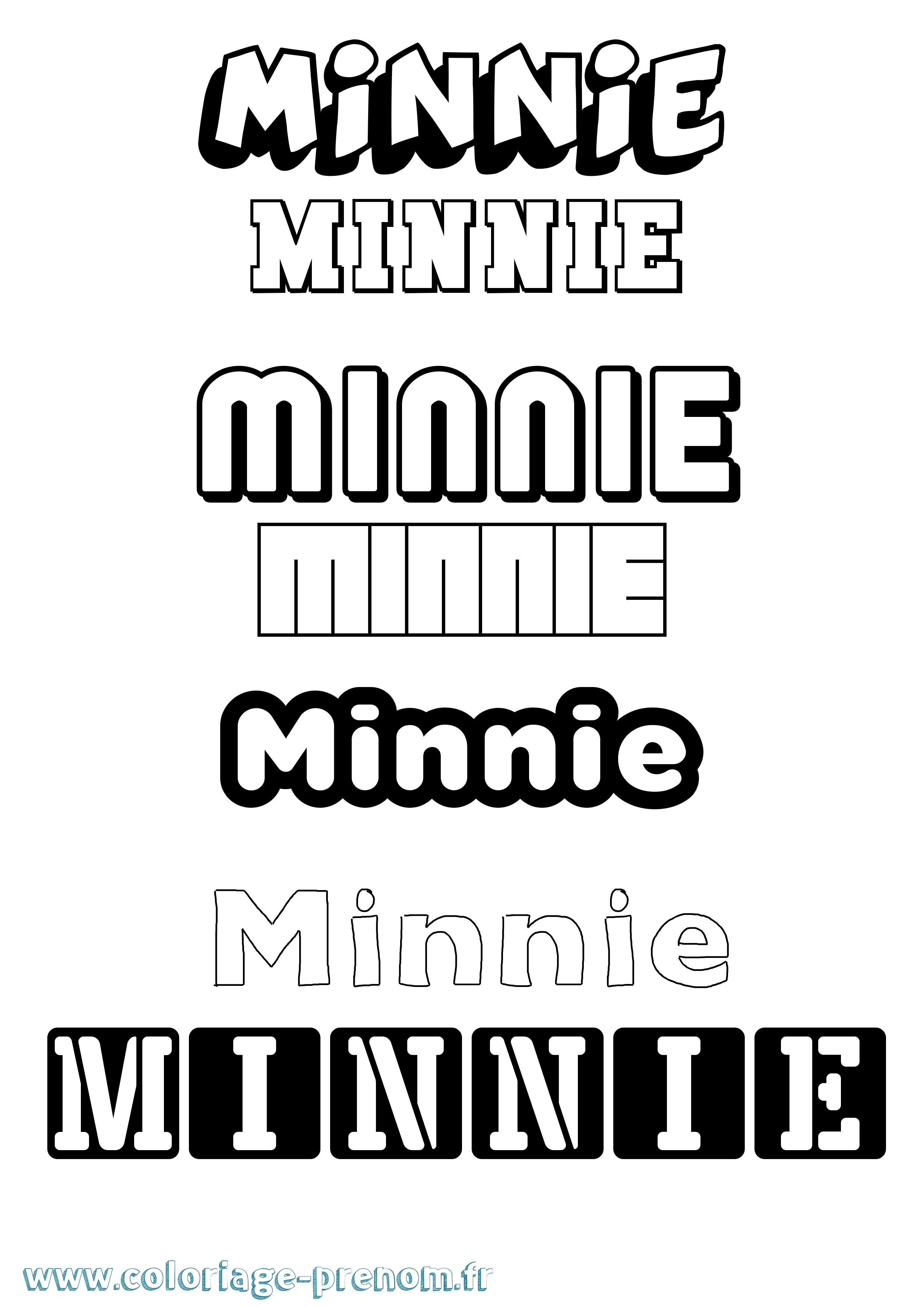 Coloriage Minnie Simple Coloriage prénom Minnie Simple