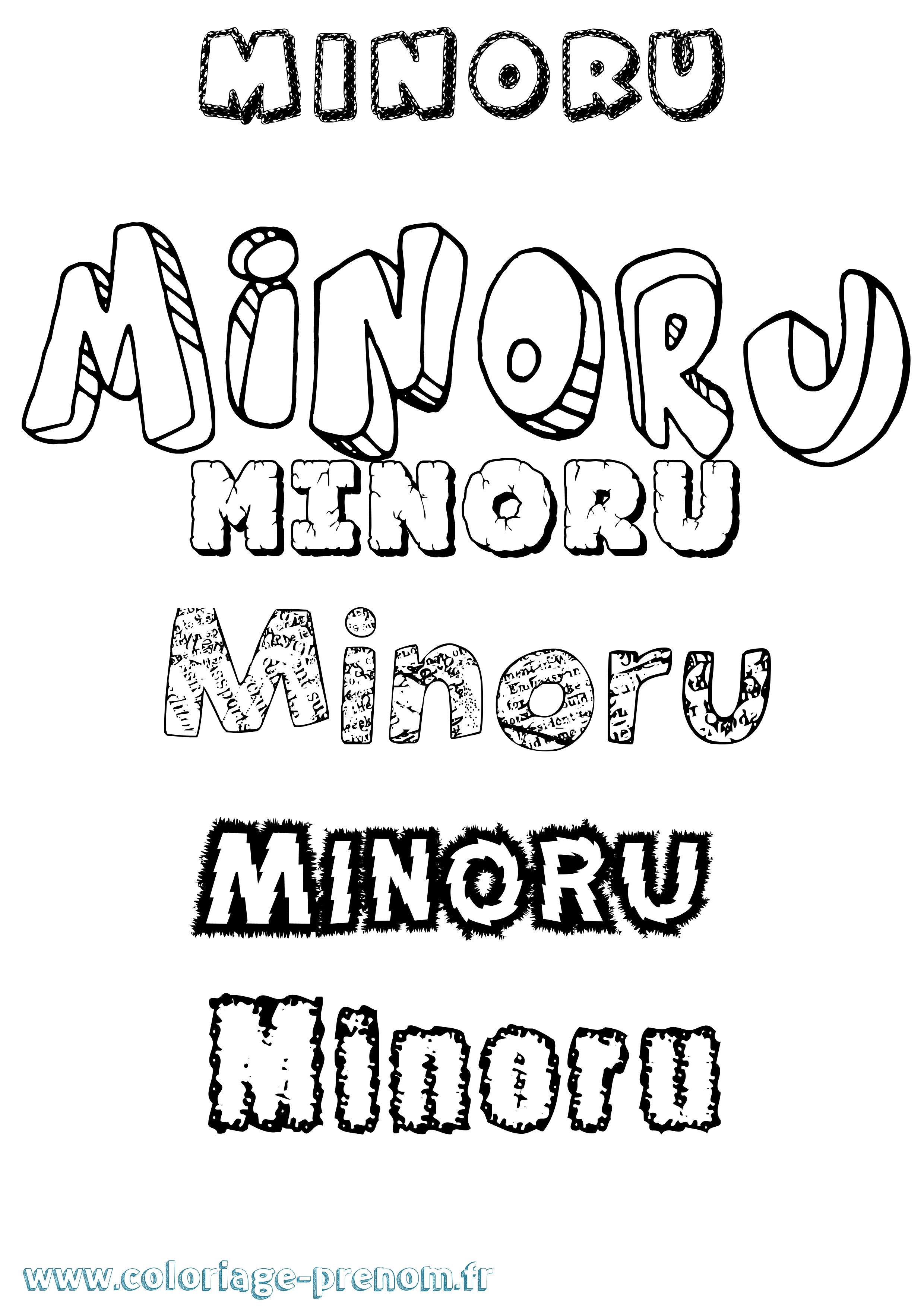 Coloriage Minoru Destructuré Coloriage prénom Minoru Destructuré