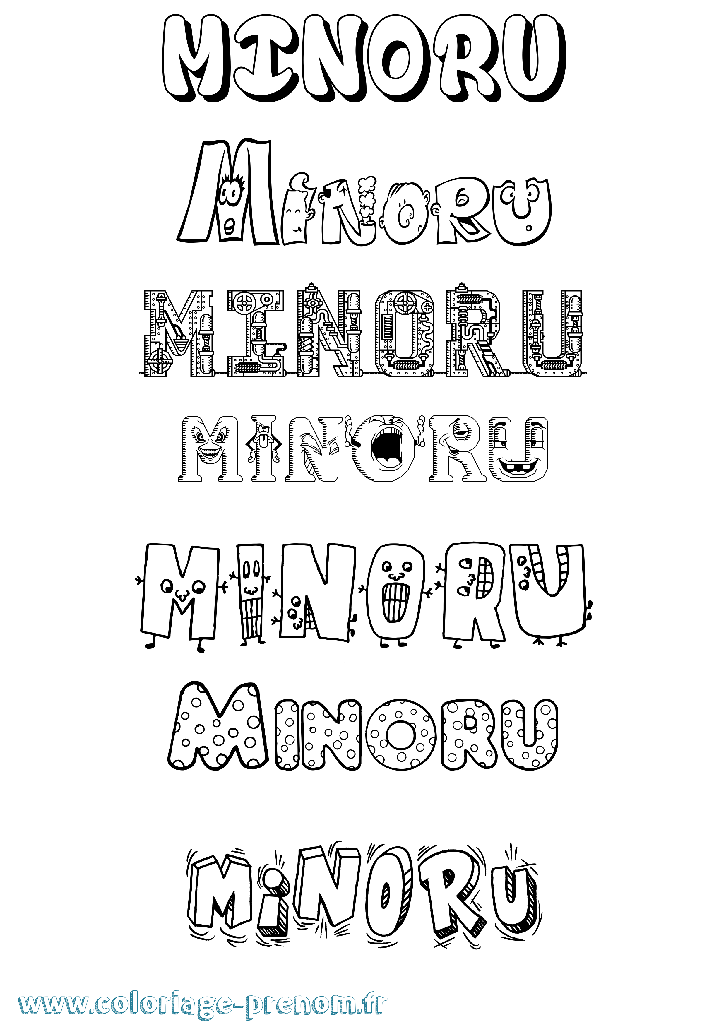 Coloriage Minoru Fun Coloriage prénom Minoru Fun