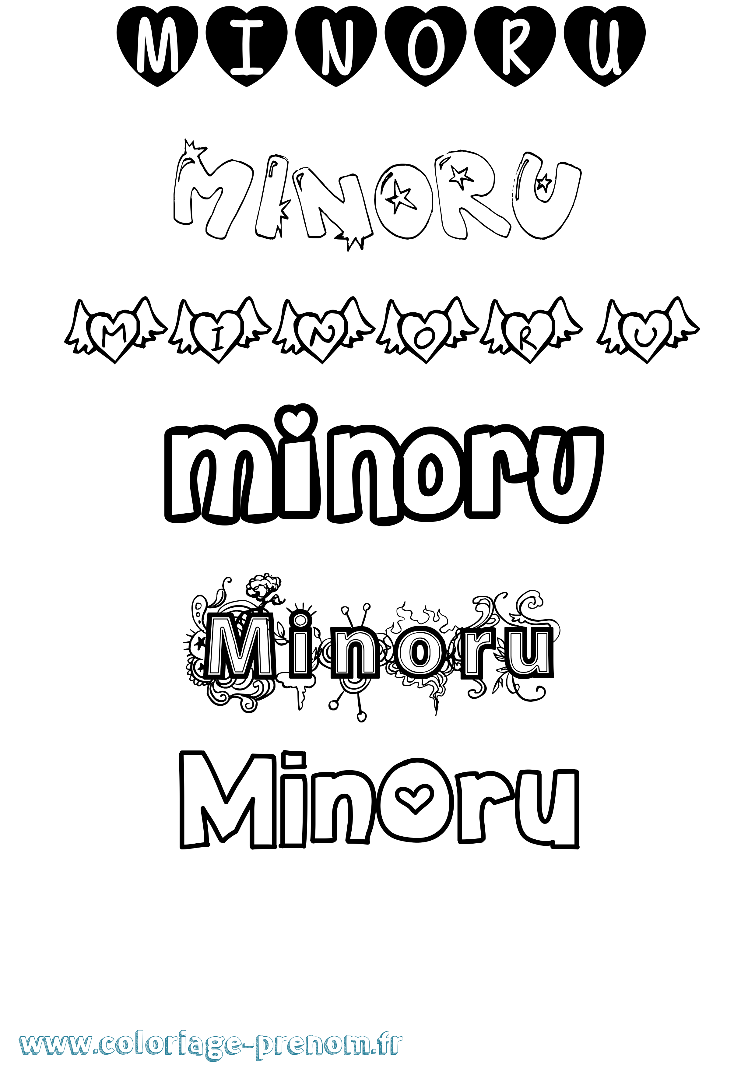 Coloriage Minoru Girly Coloriage prénom Minoru Girly