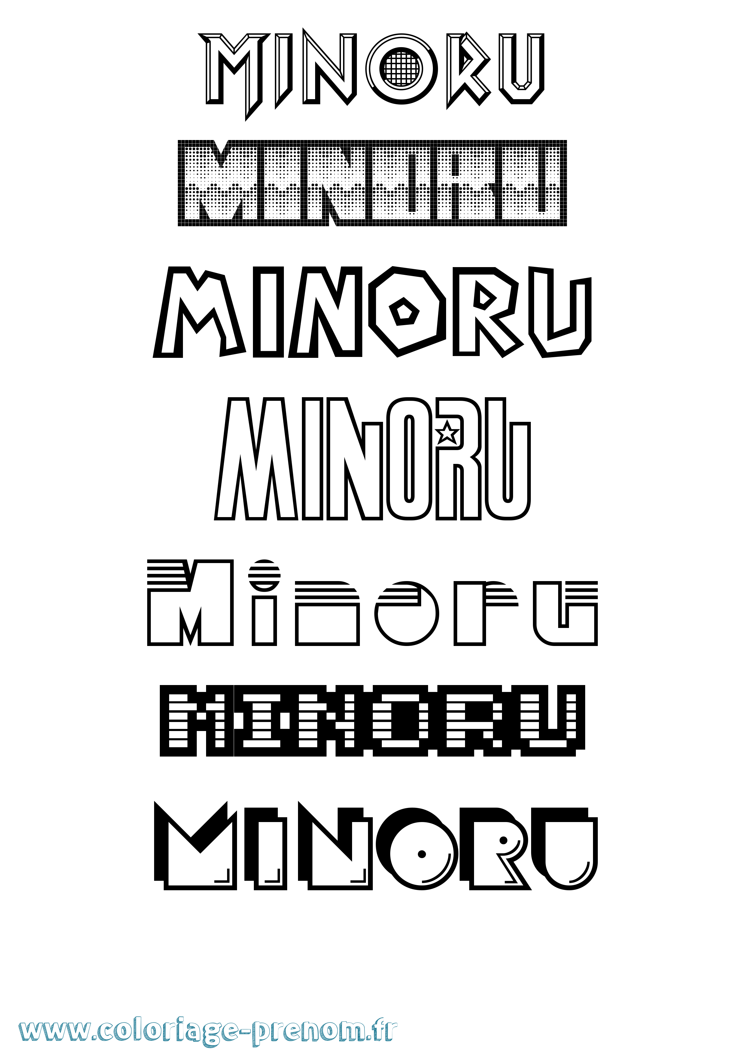 Coloriage Minoru Jeux Vidéos Coloriage prénom Minoru Jeux Vidéos
