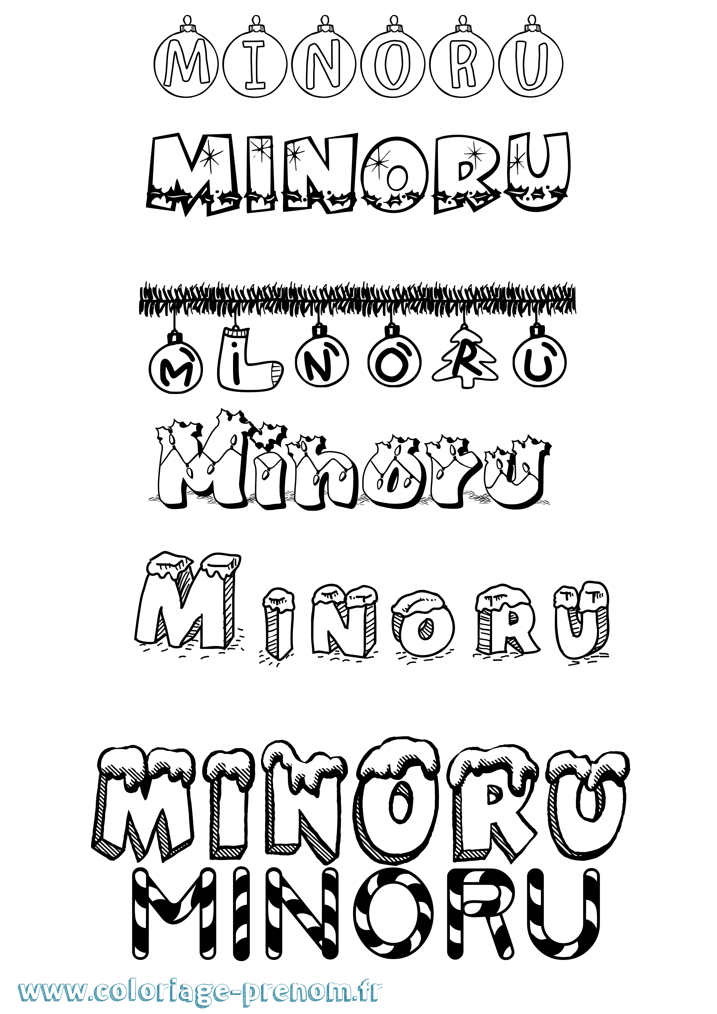 Coloriage Minoru Noël Coloriage prénom Minoru Noël