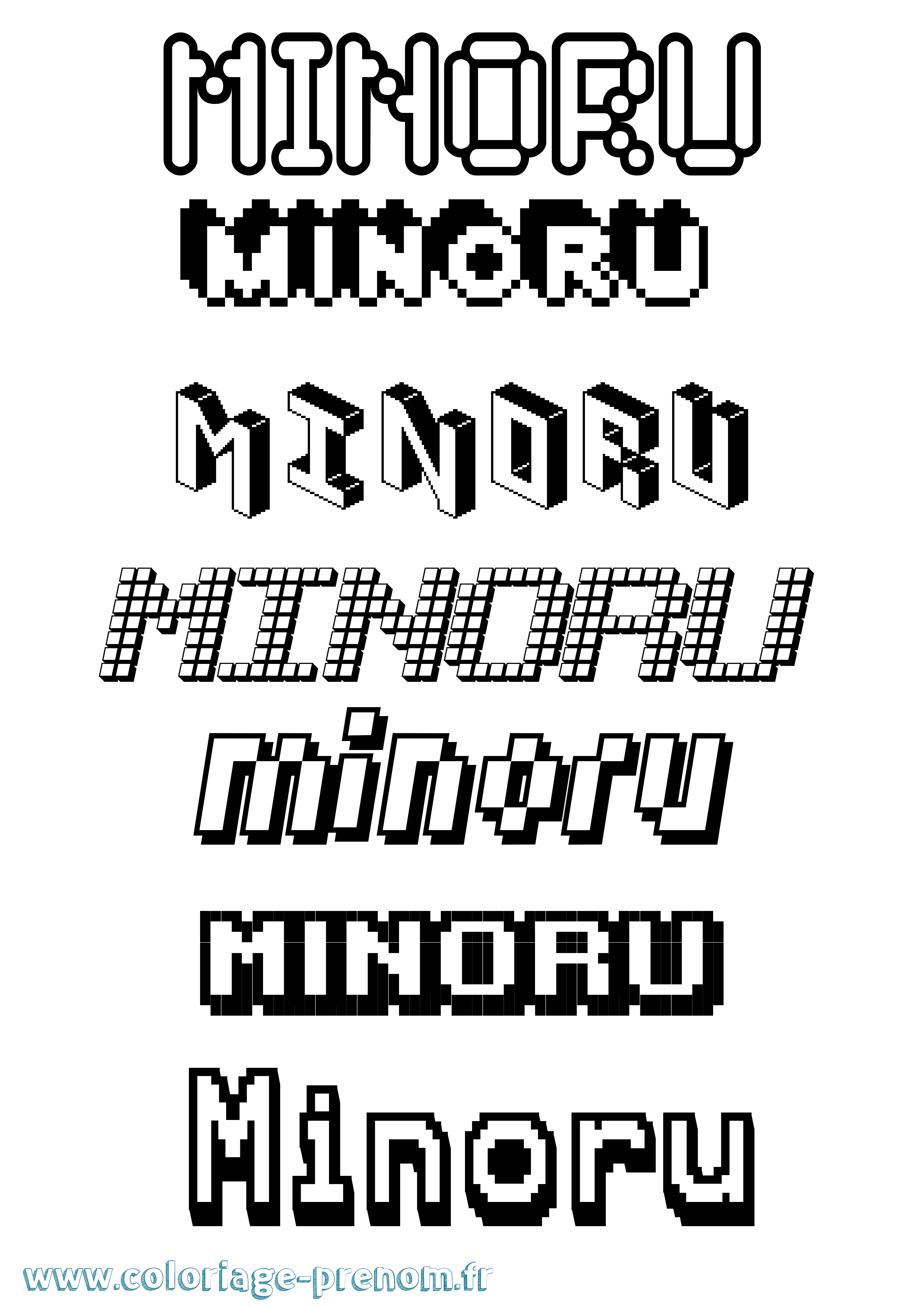 Coloriage Minoru Pixel Coloriage prénom Minoru Pixel