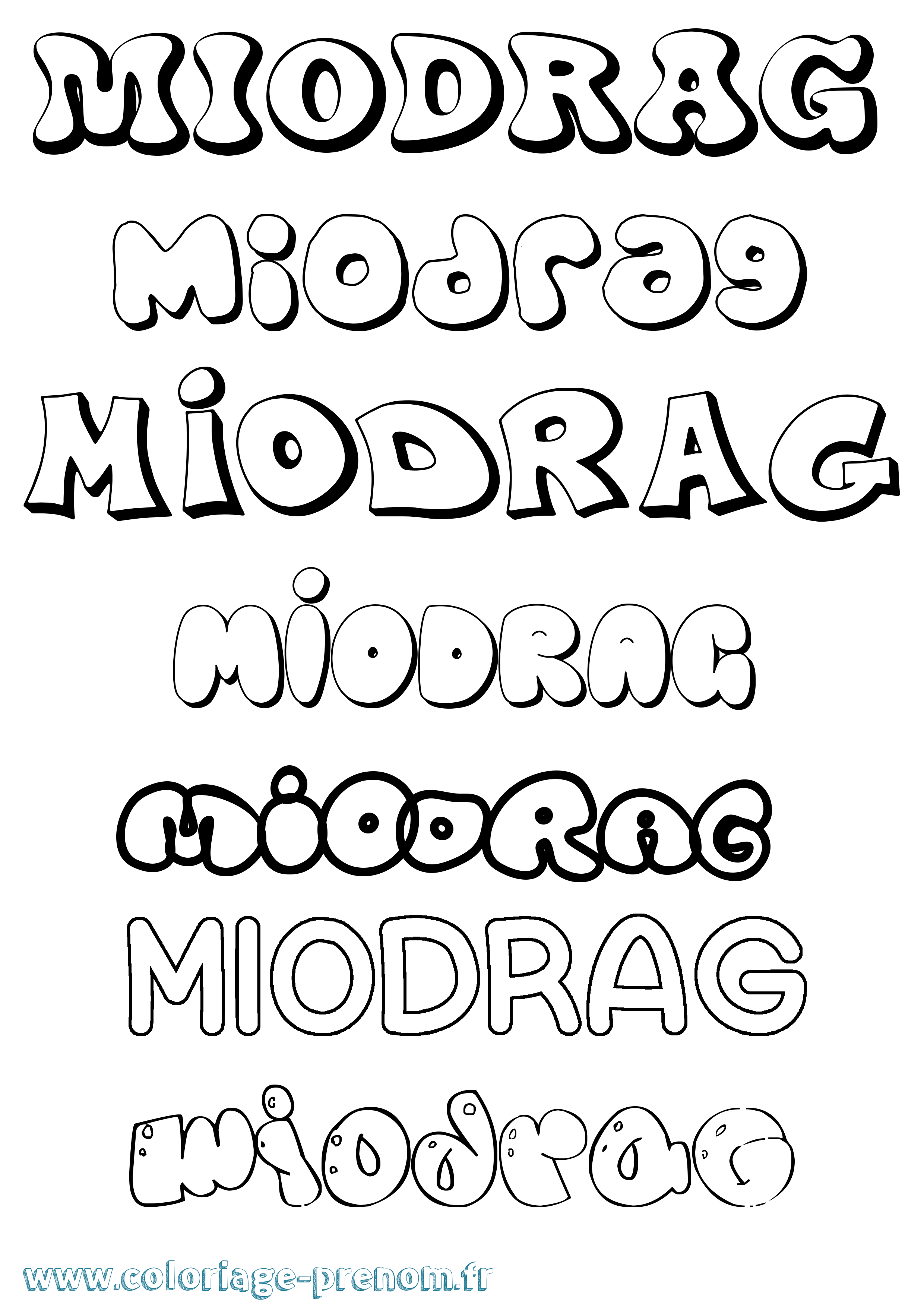 Coloriage Miodrag Bubble Coloriage prénom Miodrag Bubble