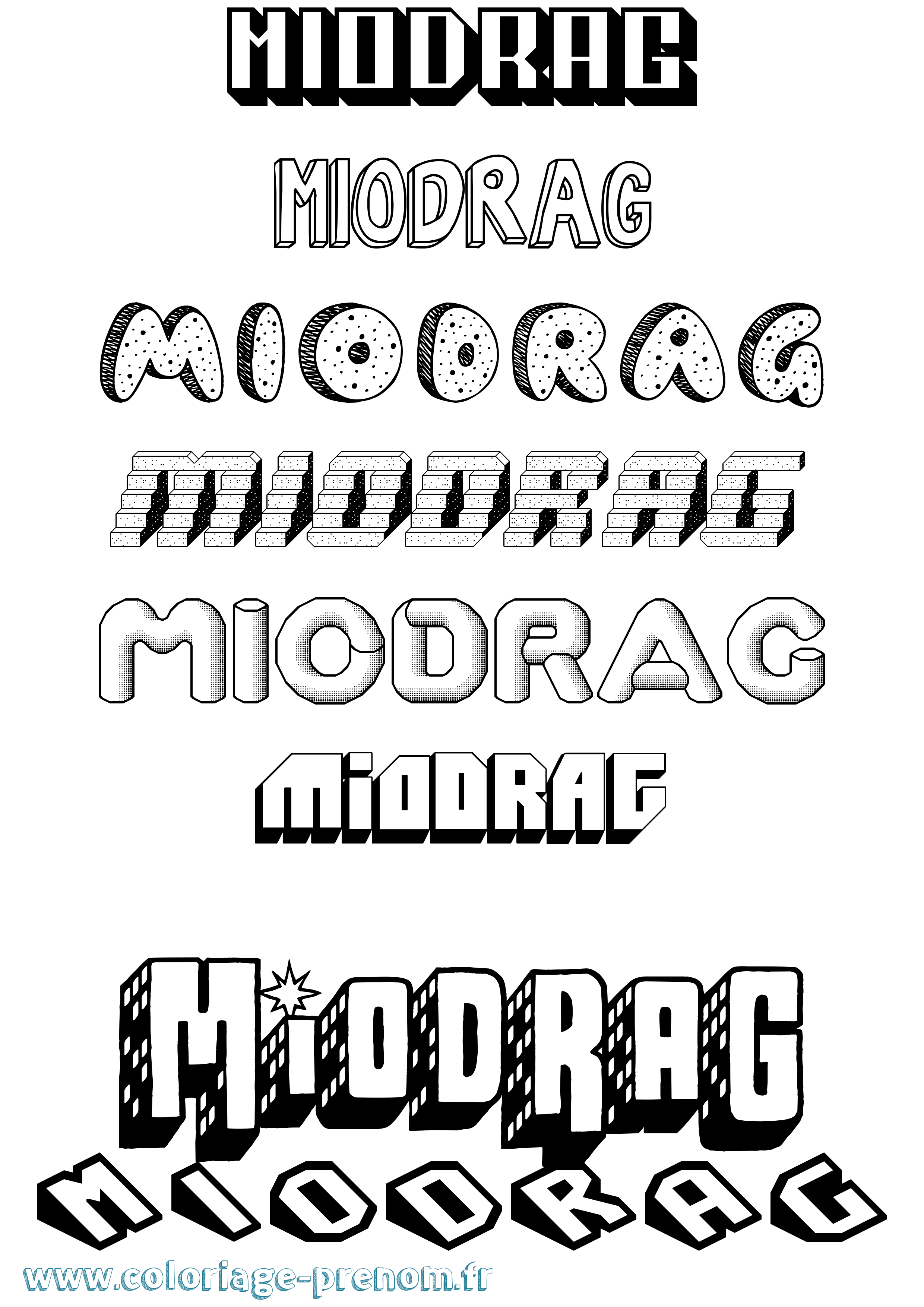 Coloriage Miodrag Effet 3D Coloriage prénom Miodrag Effet 3D