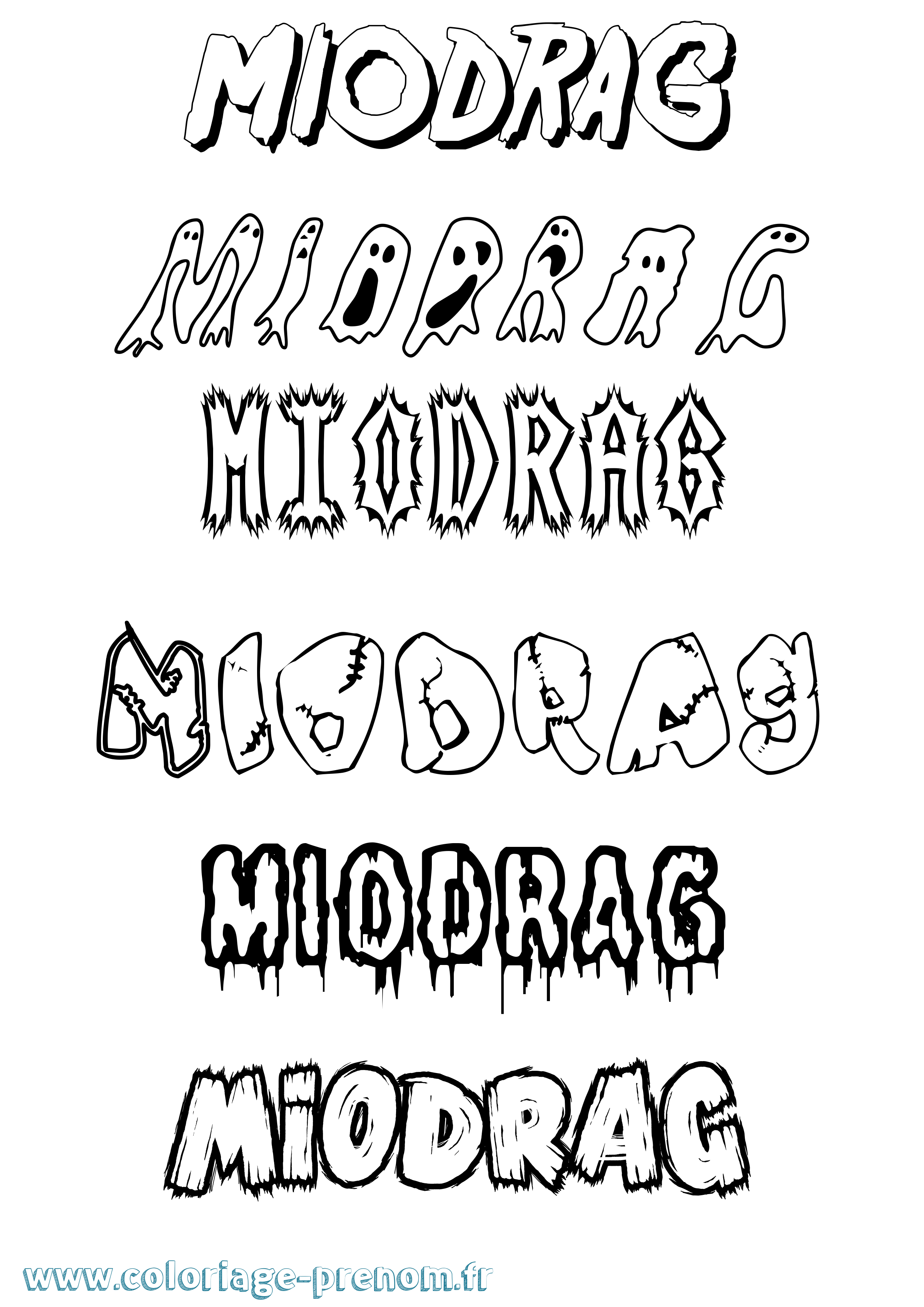 Coloriage Miodrag Frisson Coloriage prénom Miodrag Frisson