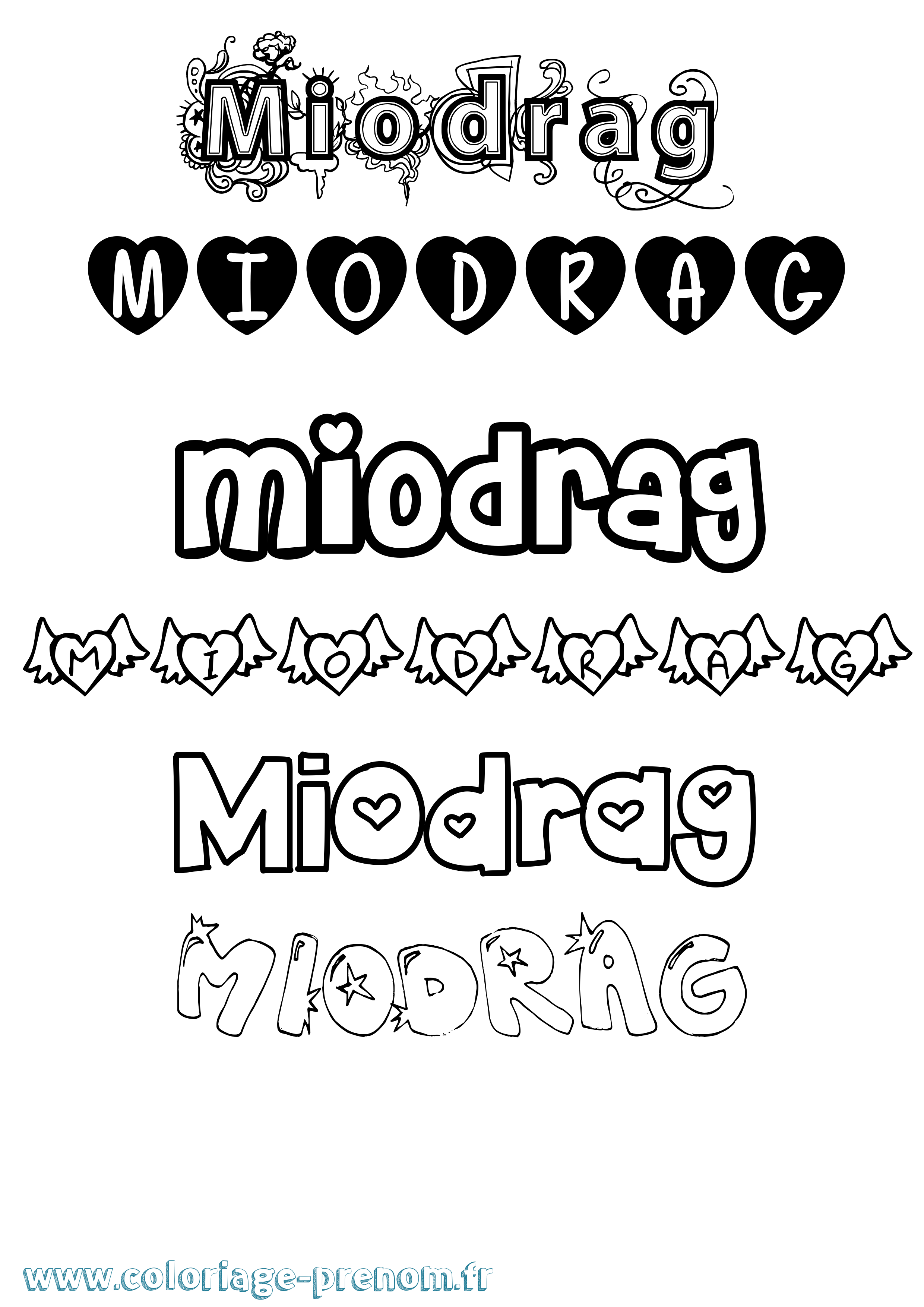 Coloriage Miodrag Girly Coloriage prénom Miodrag Girly