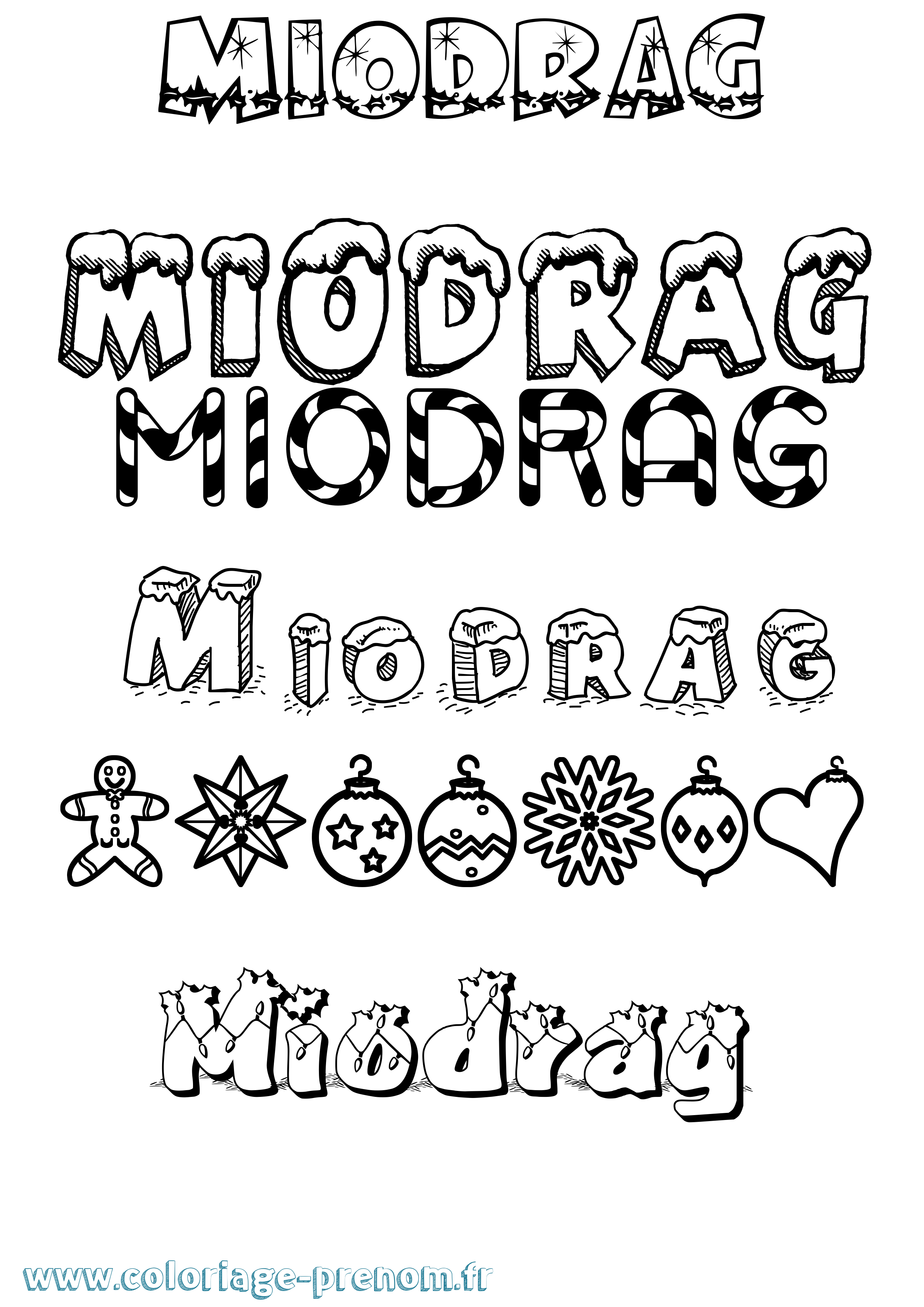 Coloriage Miodrag Noël Coloriage prénom Miodrag Noël