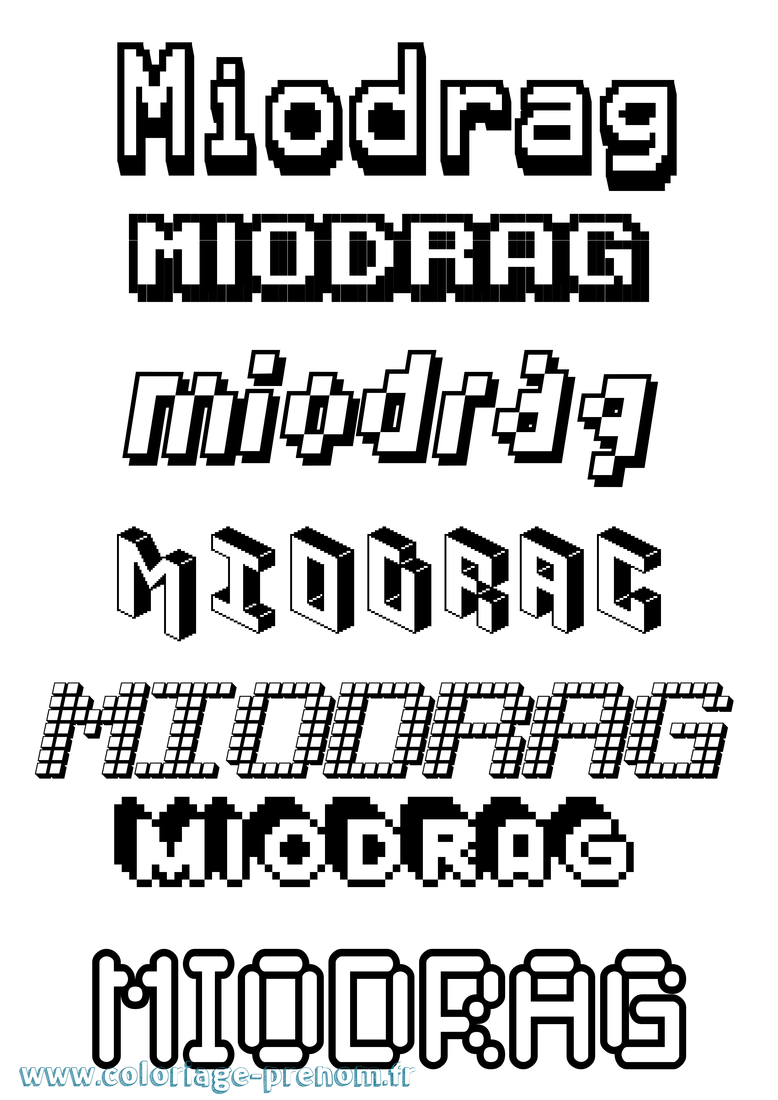 Coloriage Miodrag Pixel Coloriage prénom Miodrag Pixel