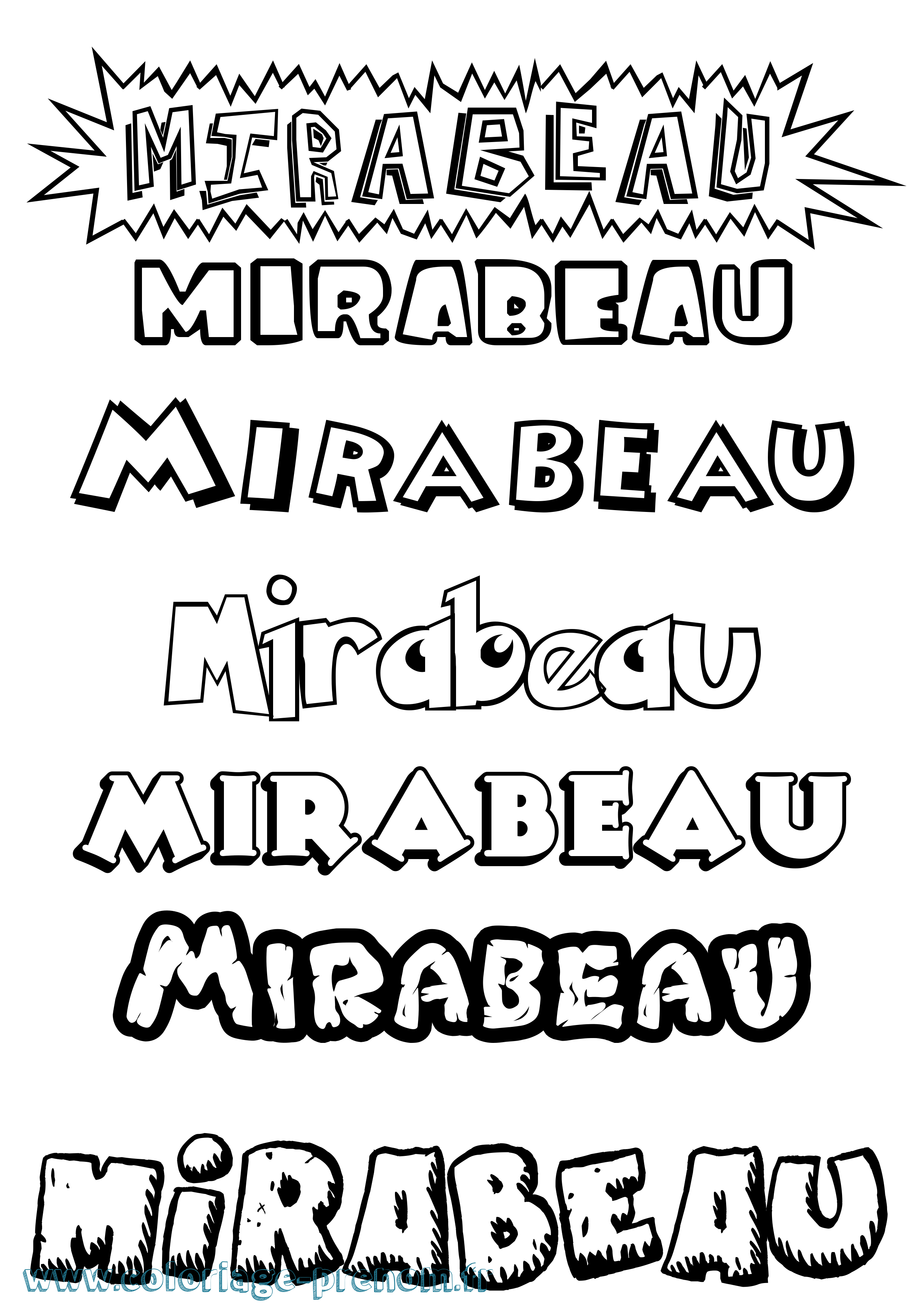 Coloriage Mirabeau Dessin Animé Coloriage prénom Mirabeau Dessin Animé