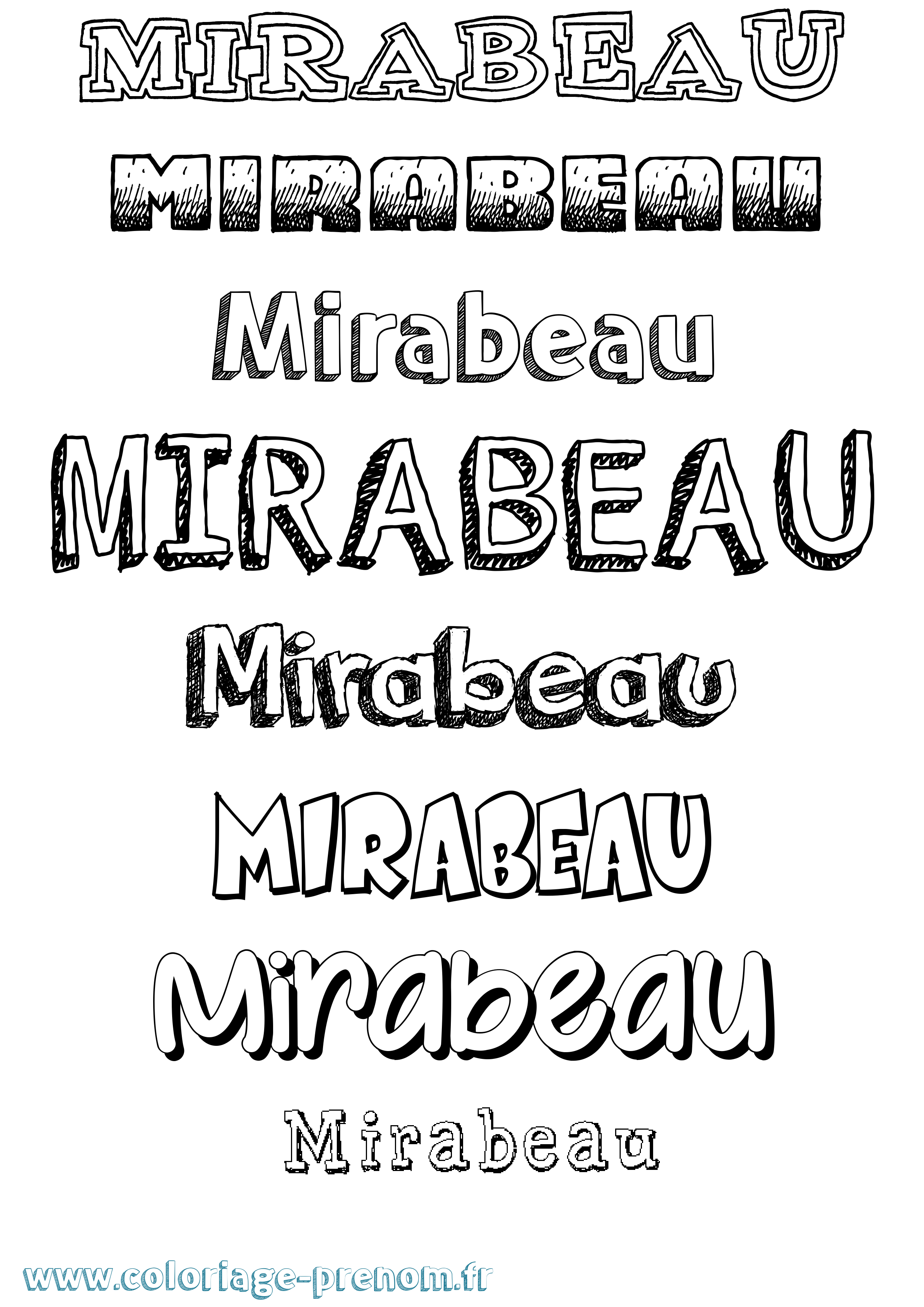 Coloriage Mirabeau Dessiné Coloriage prénom Mirabeau Dessiné