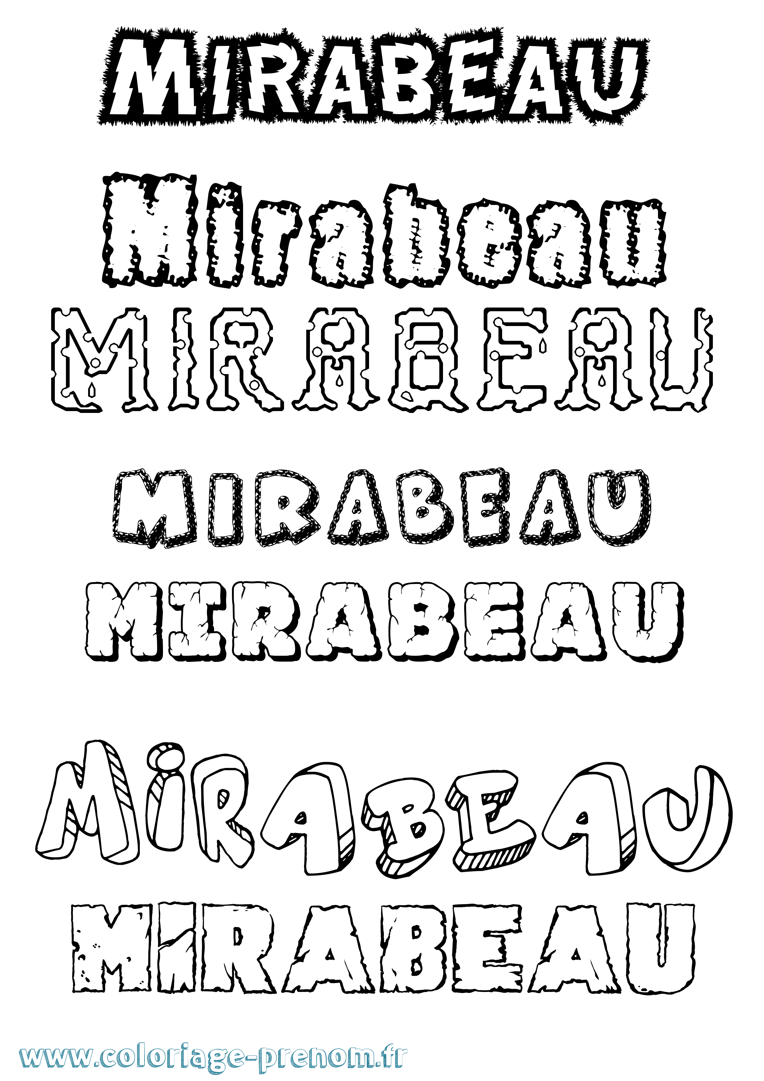 Coloriage Mirabeau Destructuré Coloriage prénom Mirabeau Destructuré