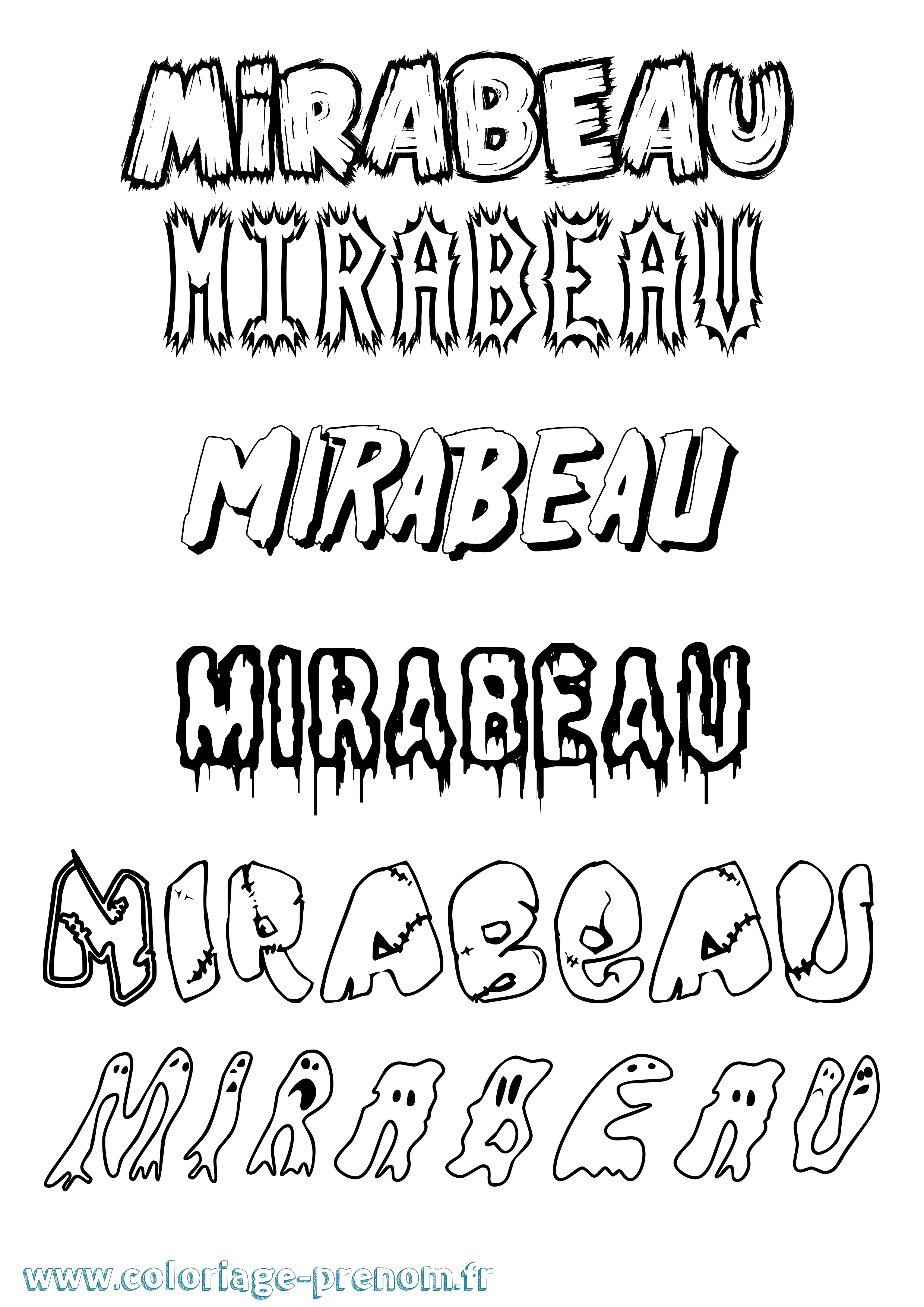 Coloriage Mirabeau Frisson Coloriage prénom Mirabeau Frisson
