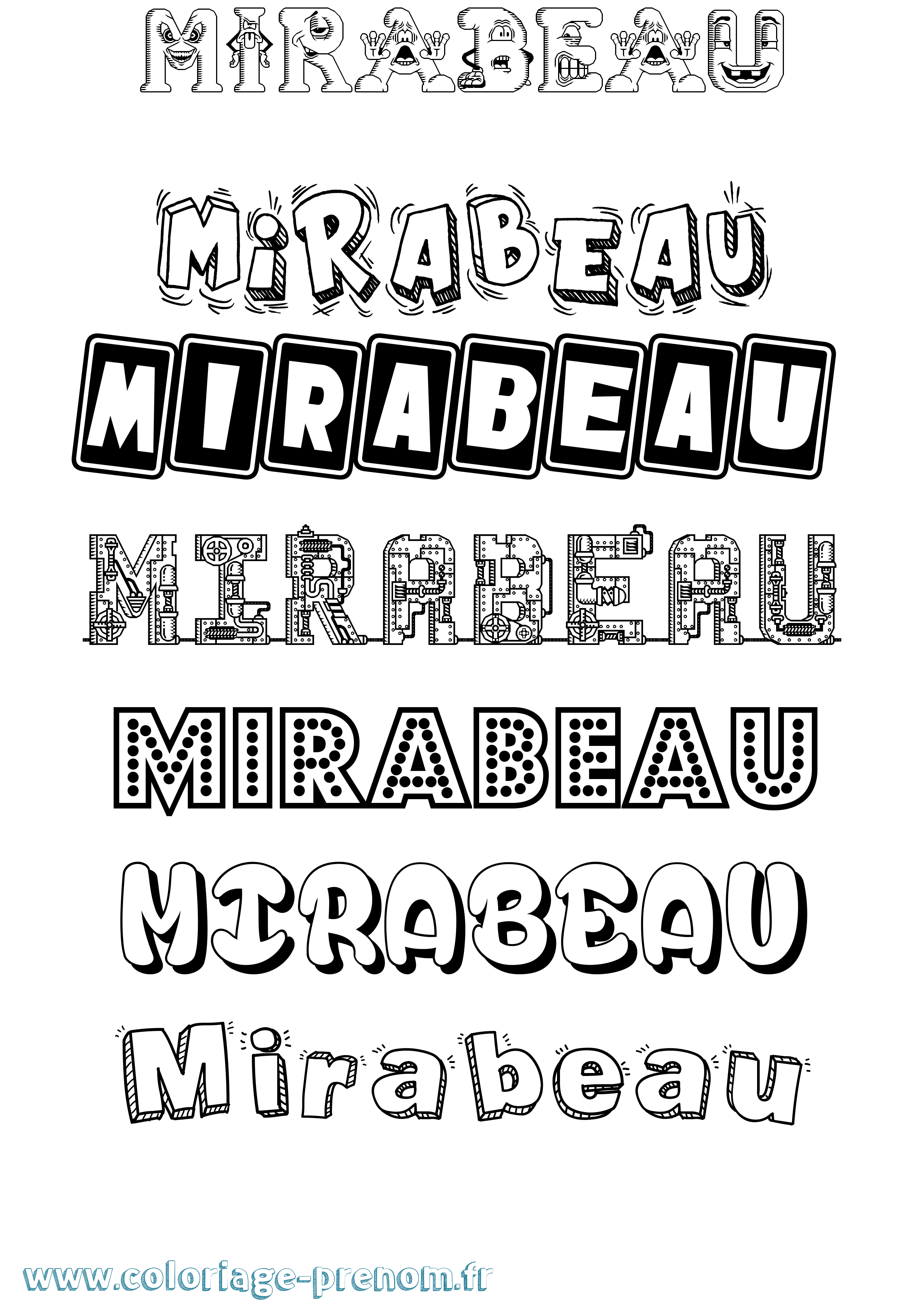 Coloriage Mirabeau Fun Coloriage prénom Mirabeau Fun