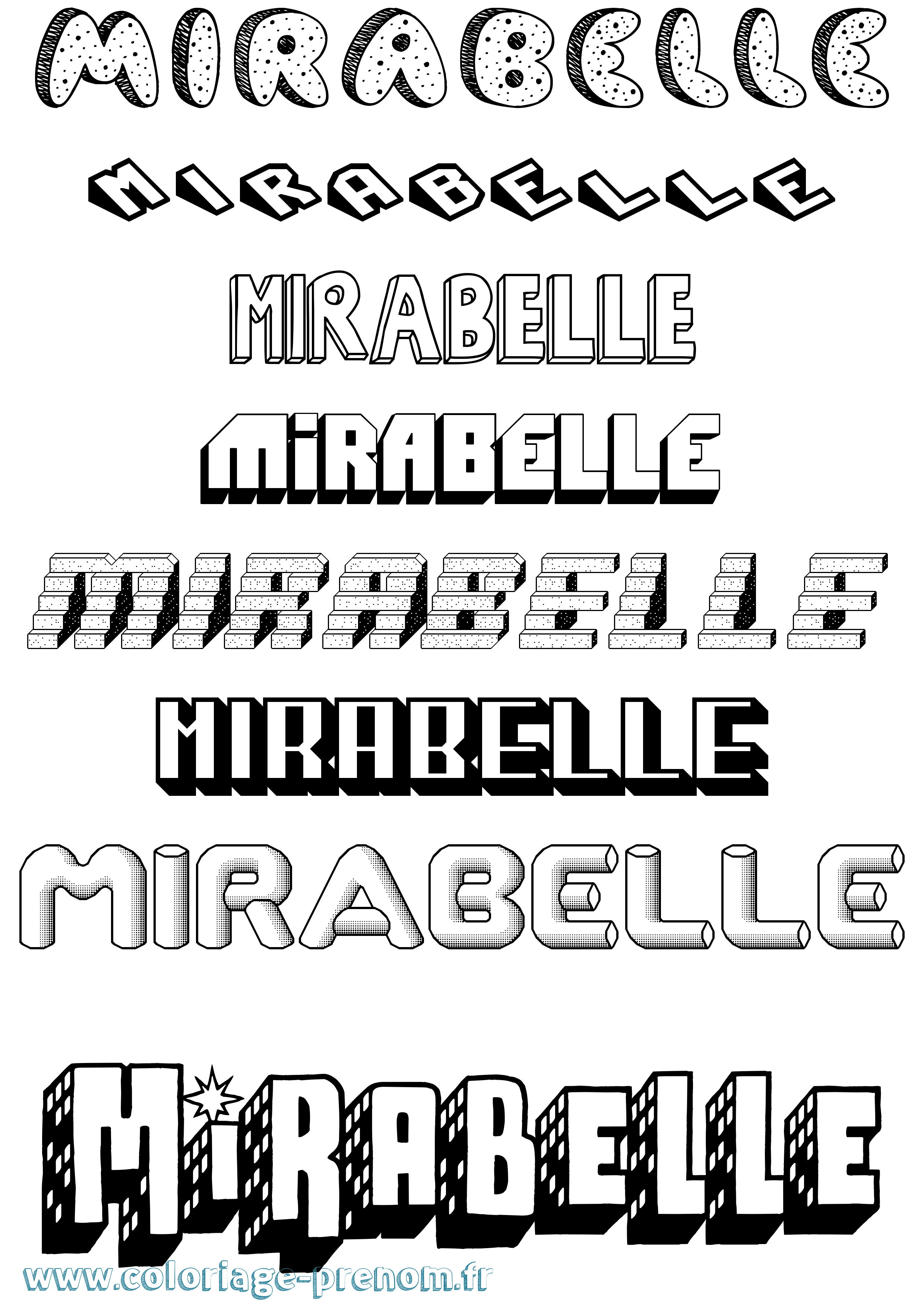 Coloriage Mirabelle Effet 3D Coloriage prénom Mirabelle Effet 3D