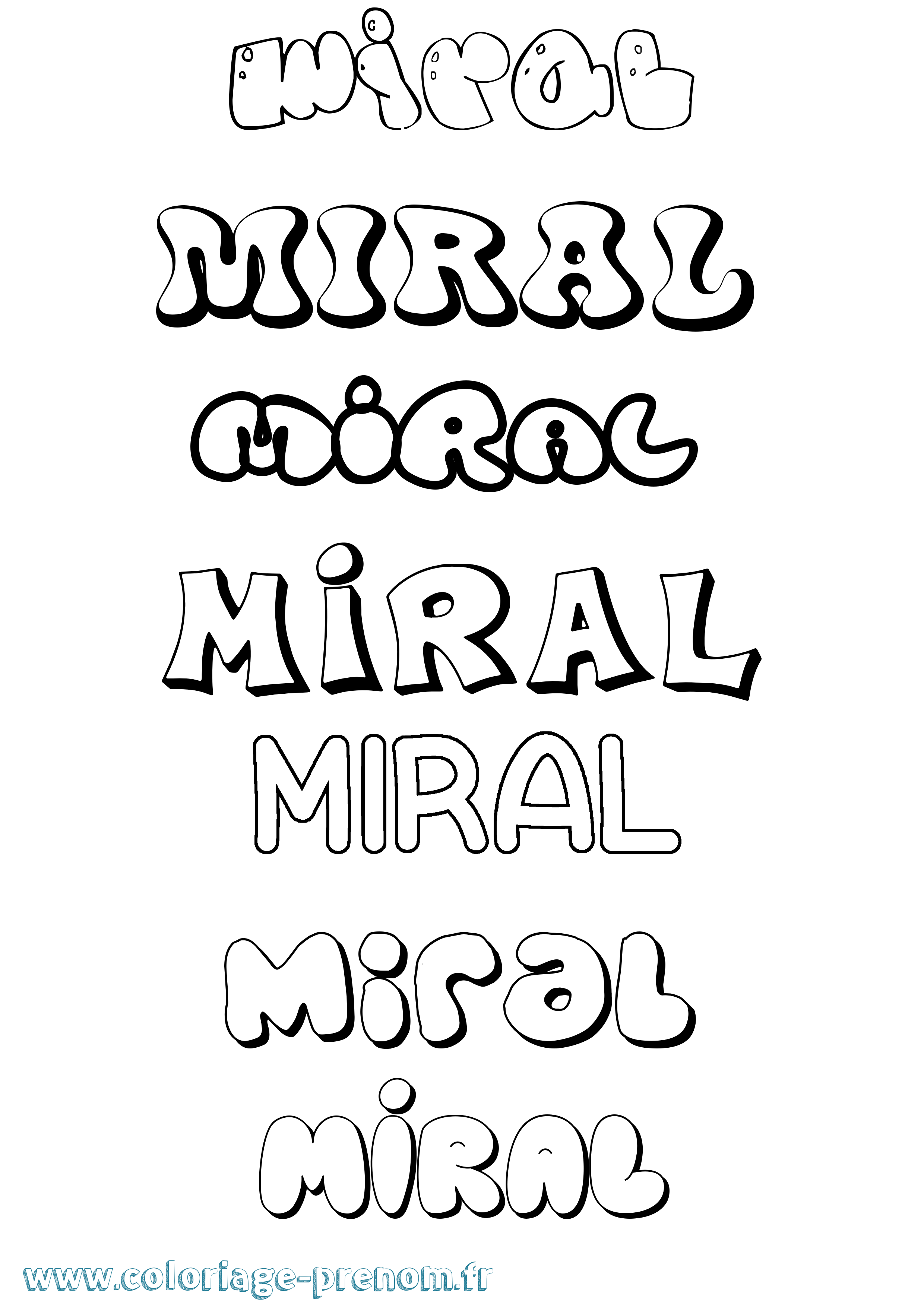 Coloriage Miral Bubble Coloriage prénom Miral Bubble