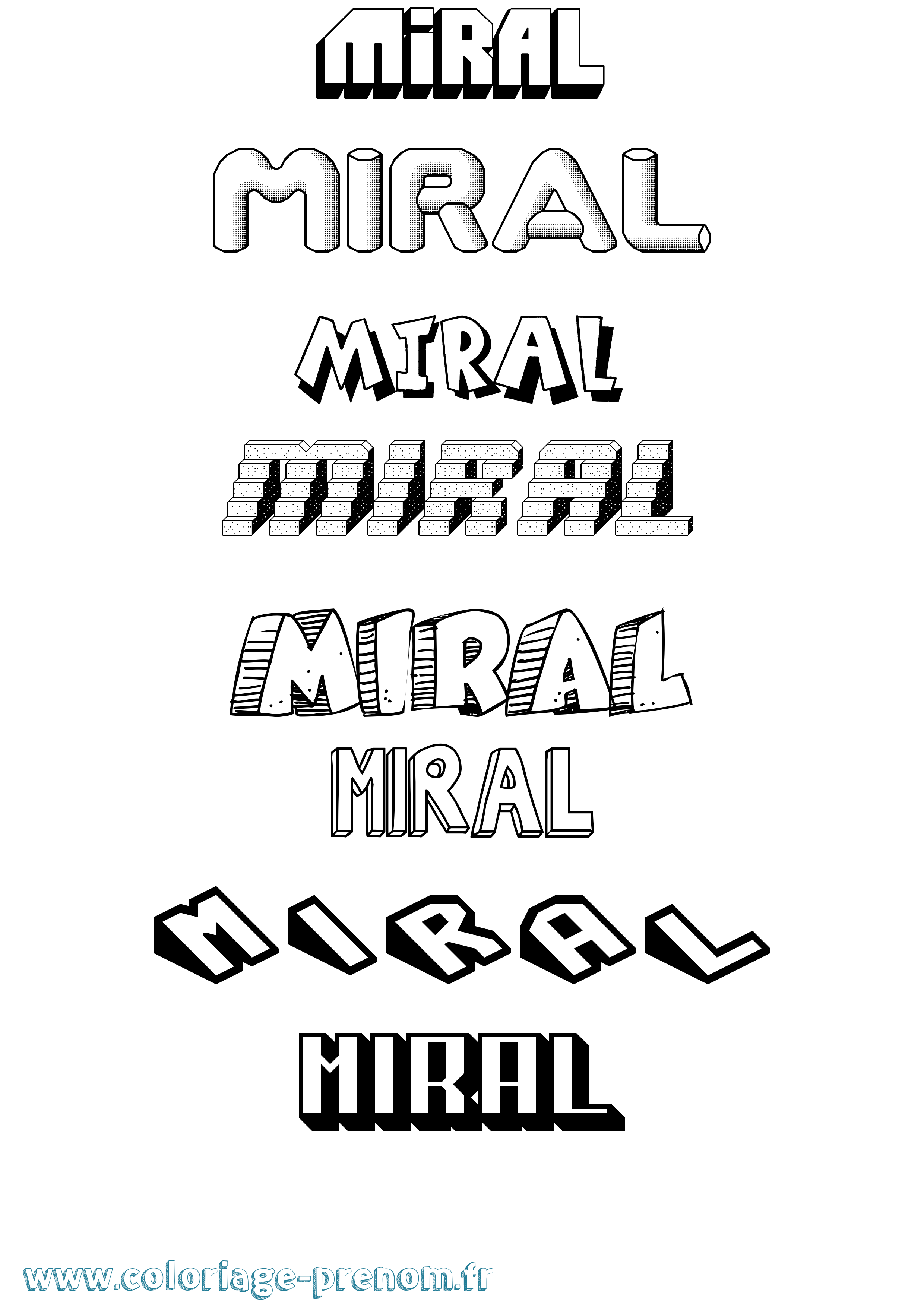Coloriage Miral Effet 3D Coloriage prénom Miral Effet 3D