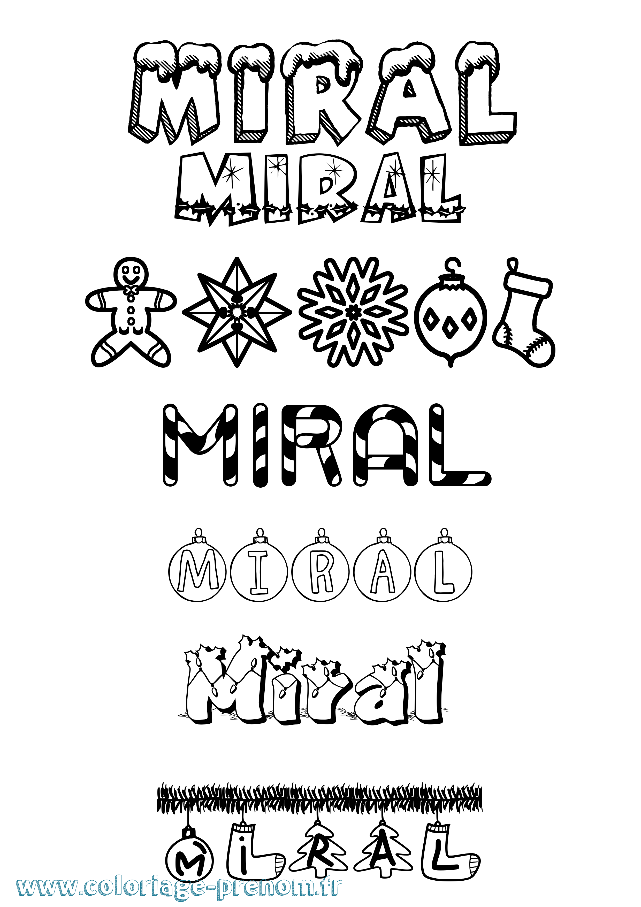 Coloriage Miral Noël Coloriage prénom Miral Noël