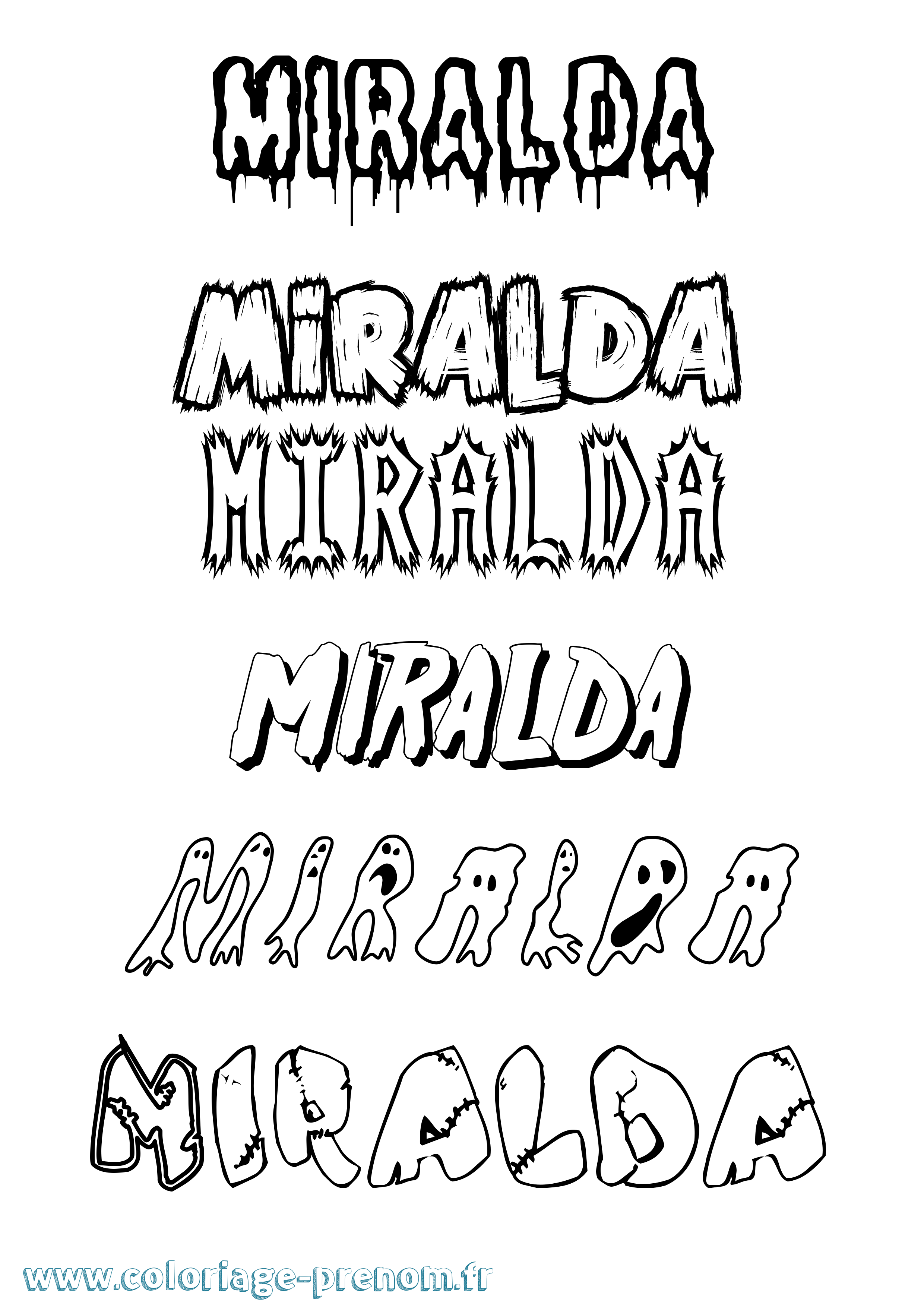 Coloriage Miralda Frisson Coloriage prénom Miralda Frisson