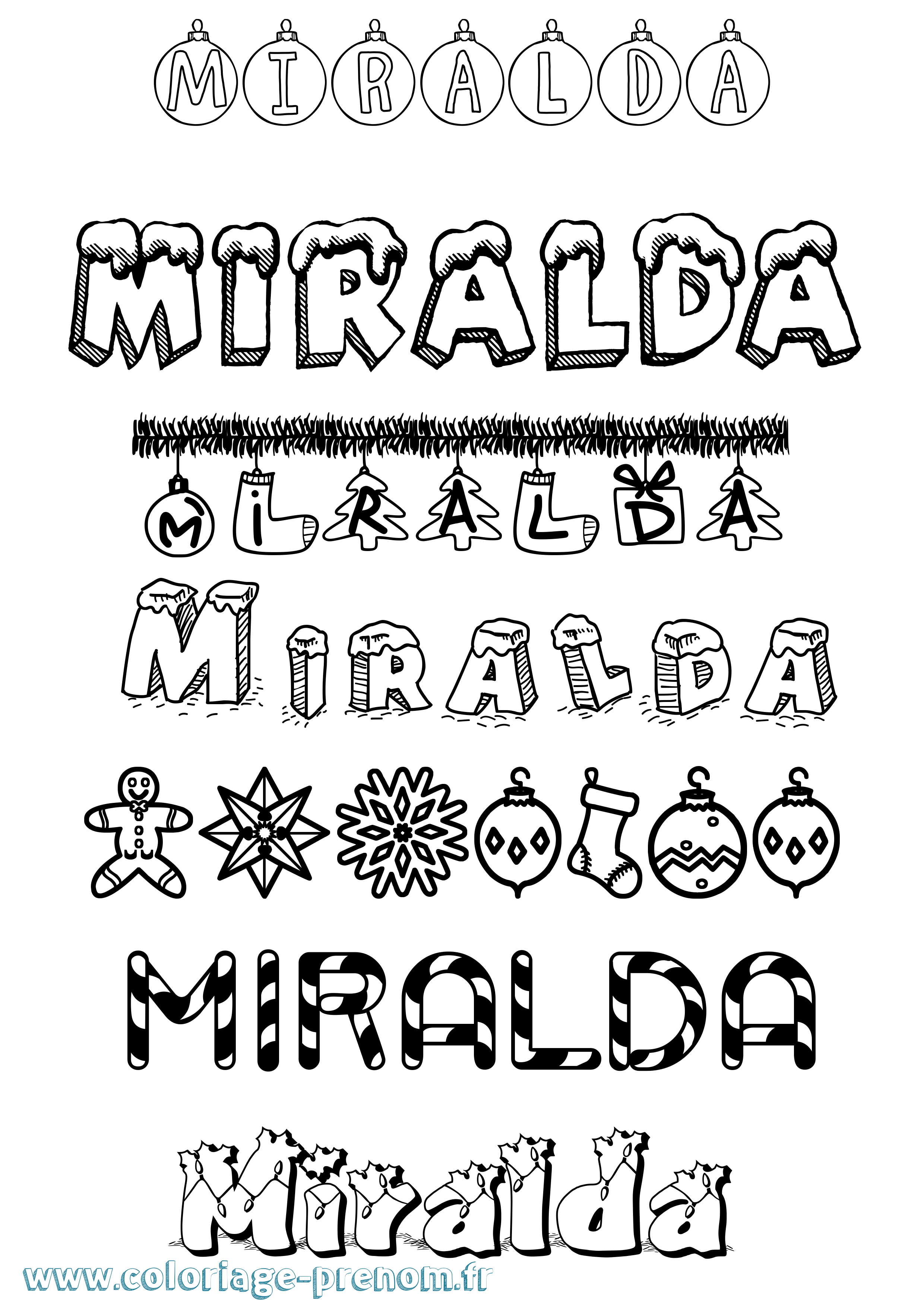 Coloriage Miralda Noël Coloriage prénom Miralda Noël