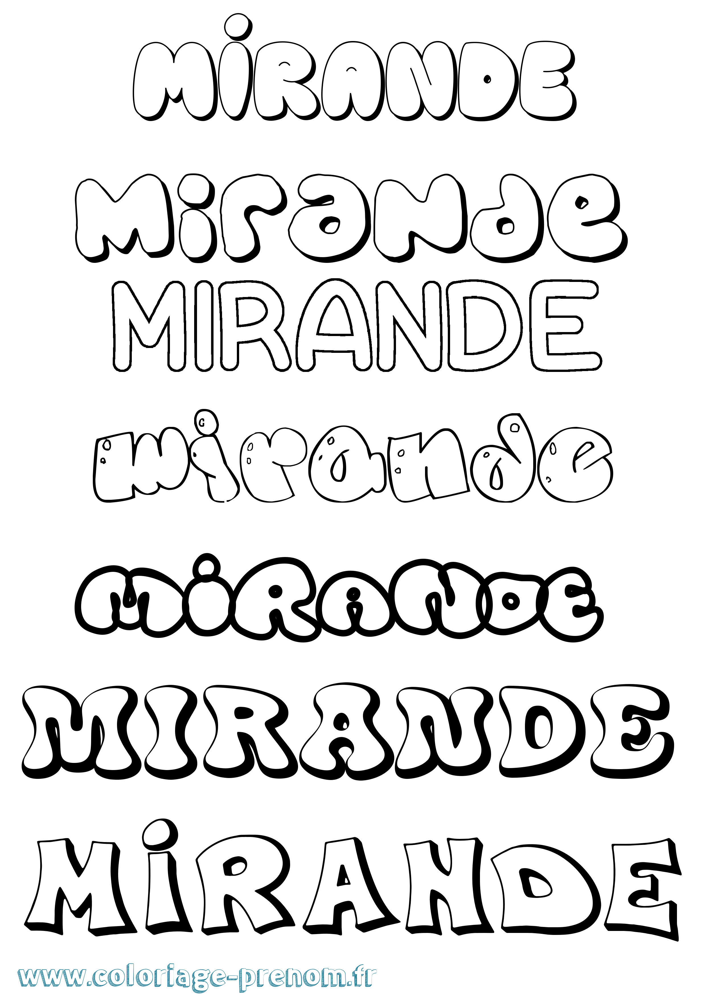 Coloriage Mirande Bubble Coloriage prénom Mirande Bubble
