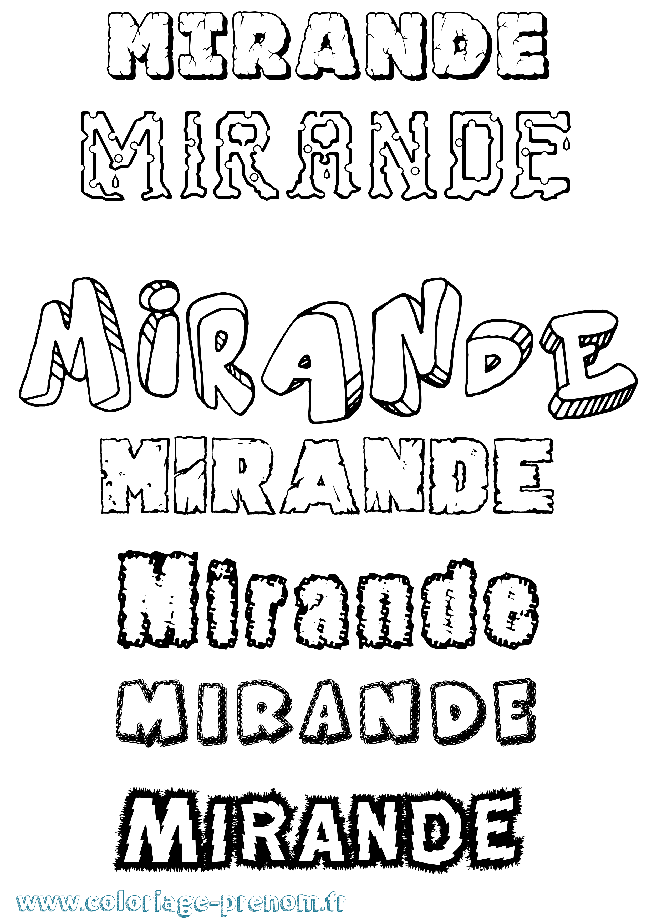 Coloriage Mirande Destructuré Coloriage prénom Mirande Destructuré