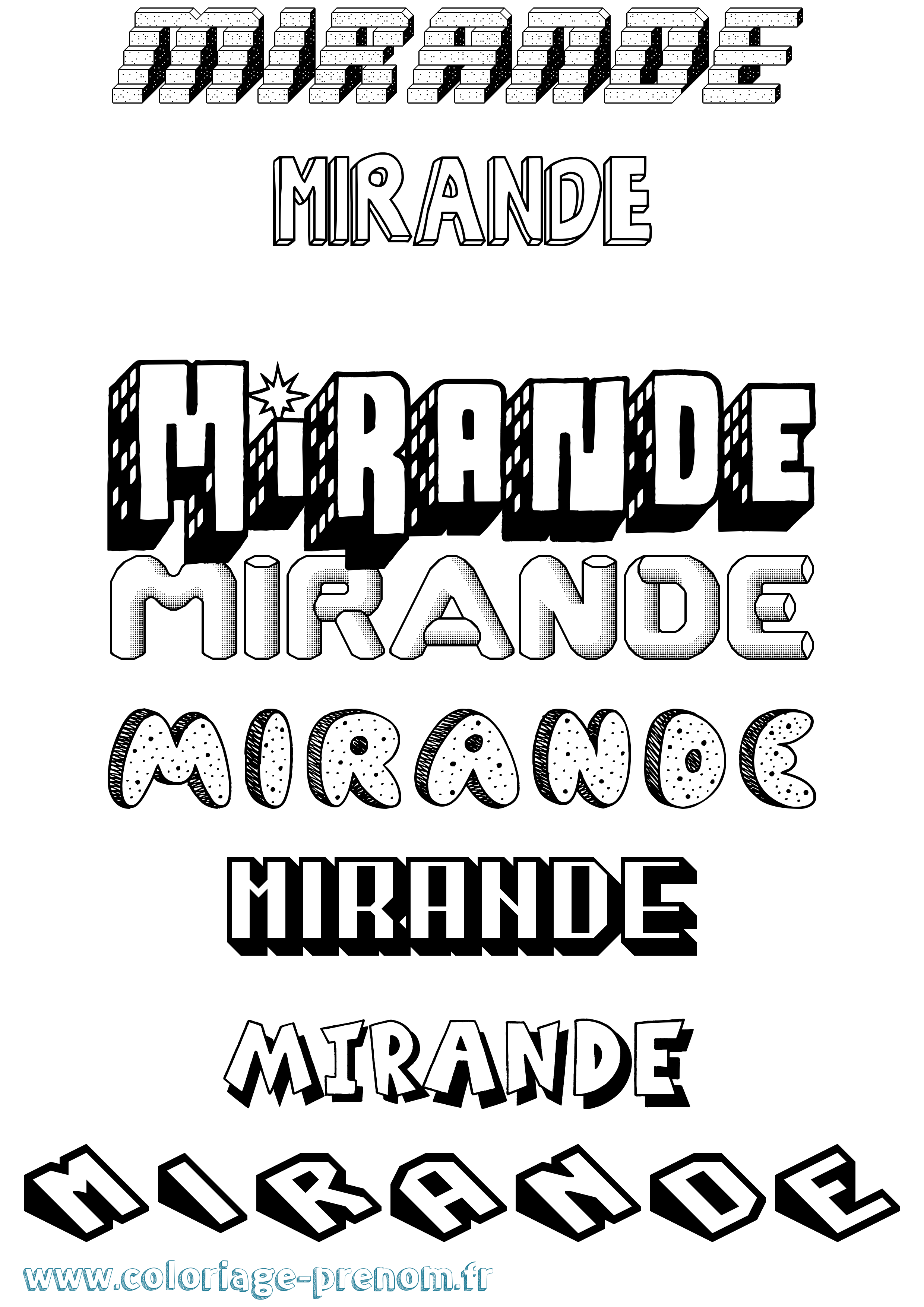 Coloriage Mirande Effet 3D Coloriage prénom Mirande Effet 3D