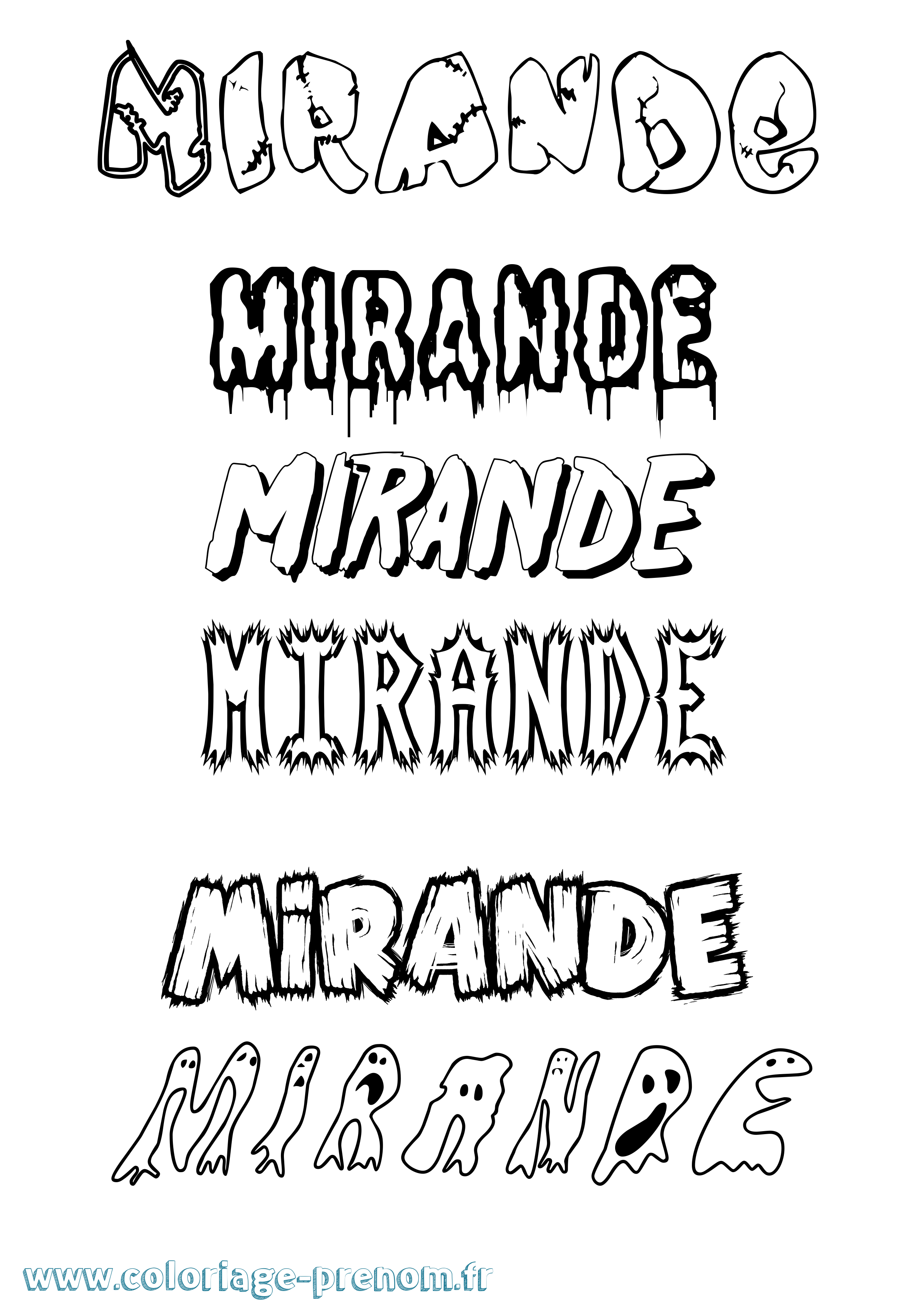 Coloriage Mirande Frisson Coloriage prénom Mirande Frisson