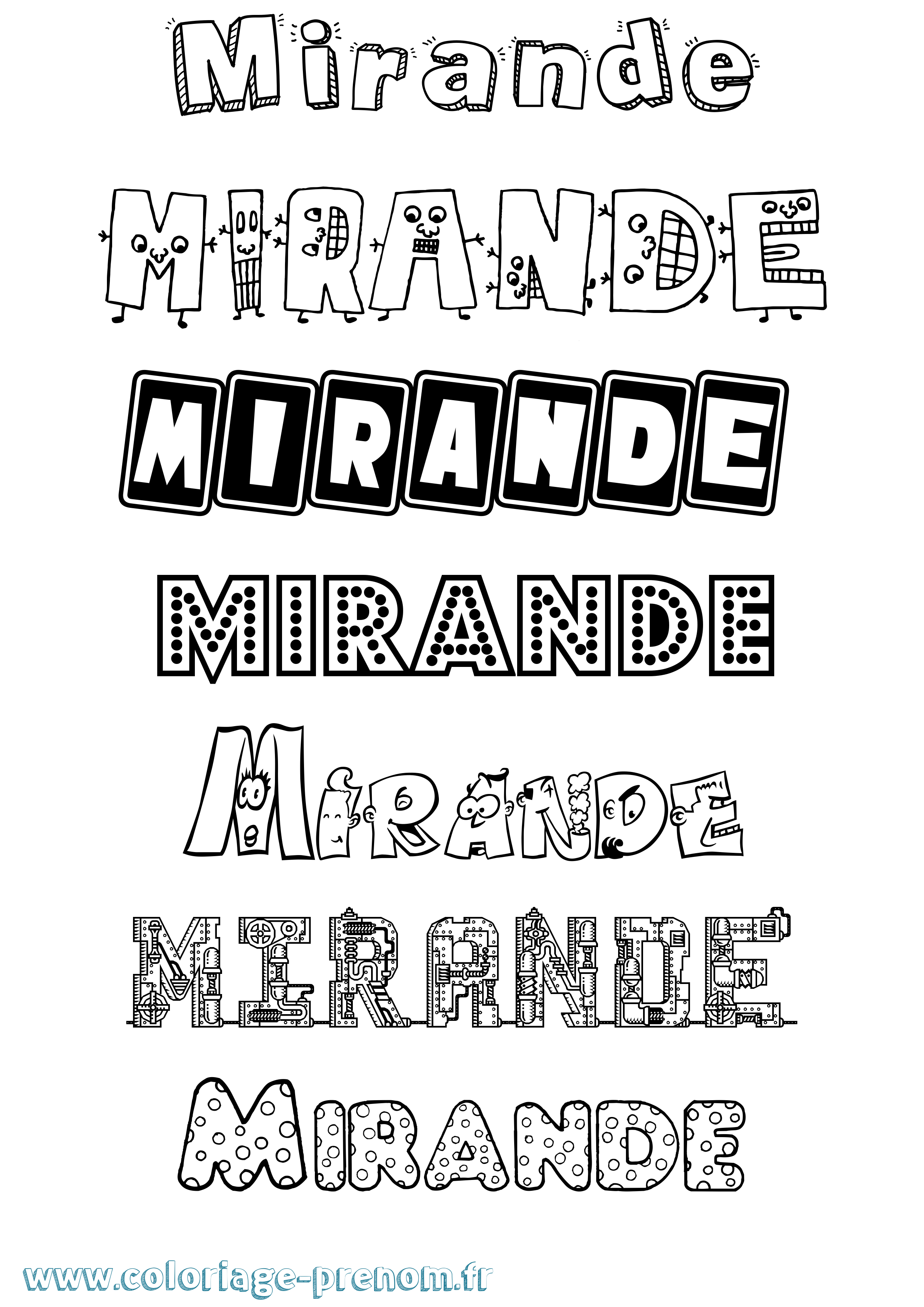 Coloriage Mirande Fun Coloriage prénom Mirande Fun