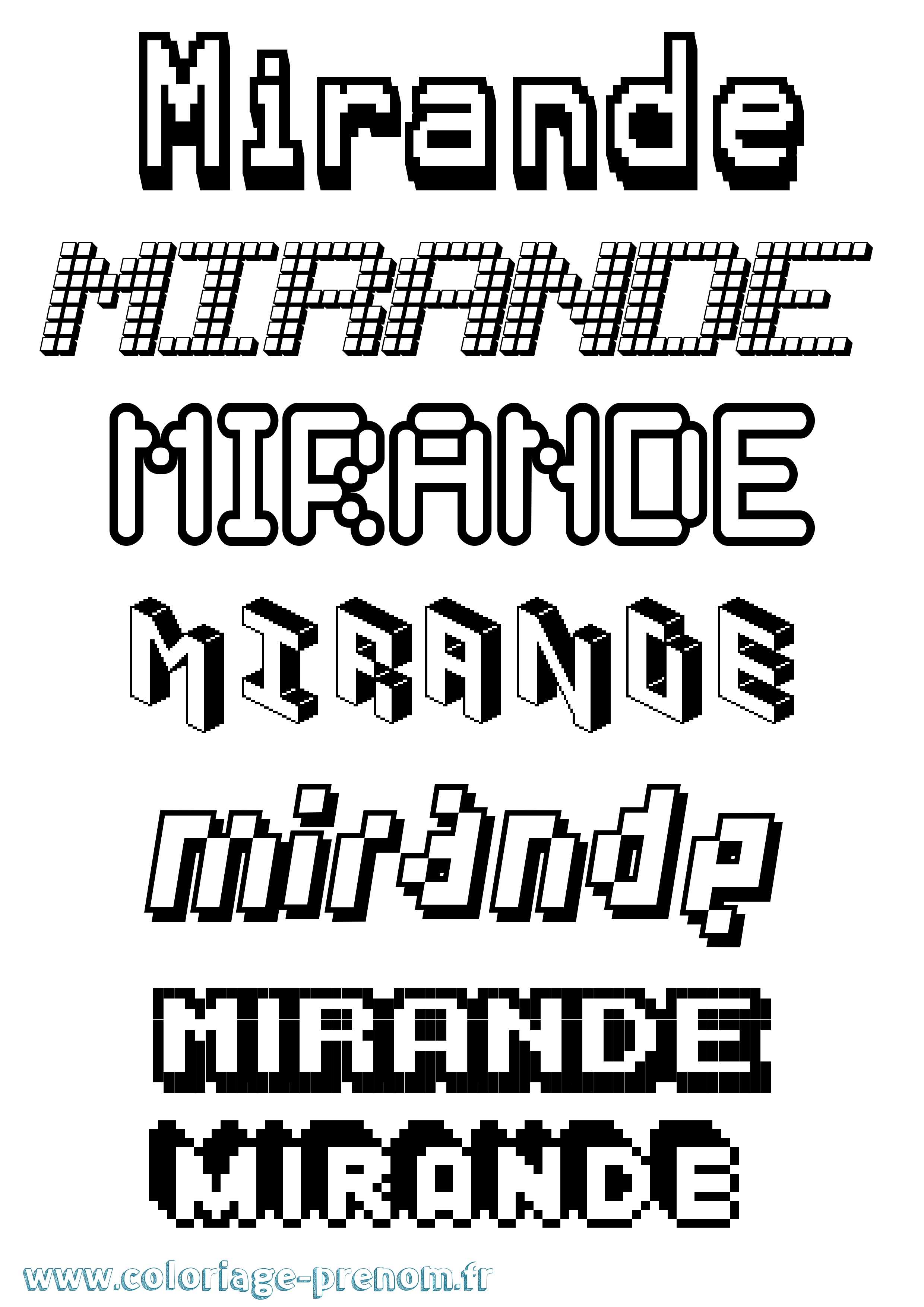 Coloriage Mirande Pixel Coloriage prénom Mirande Pixel
