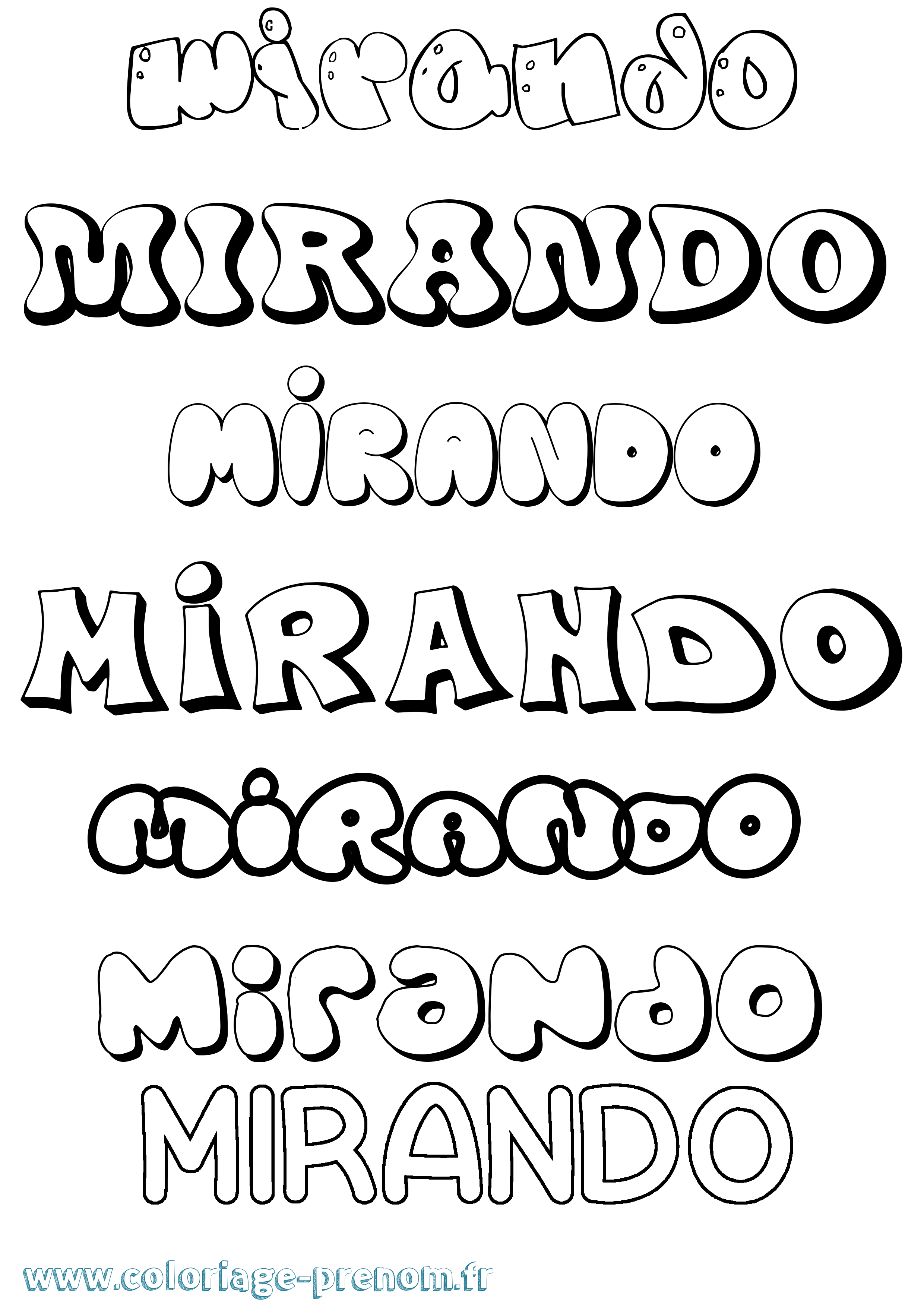 Coloriage Mirando Bubble Coloriage prénom Mirando Bubble