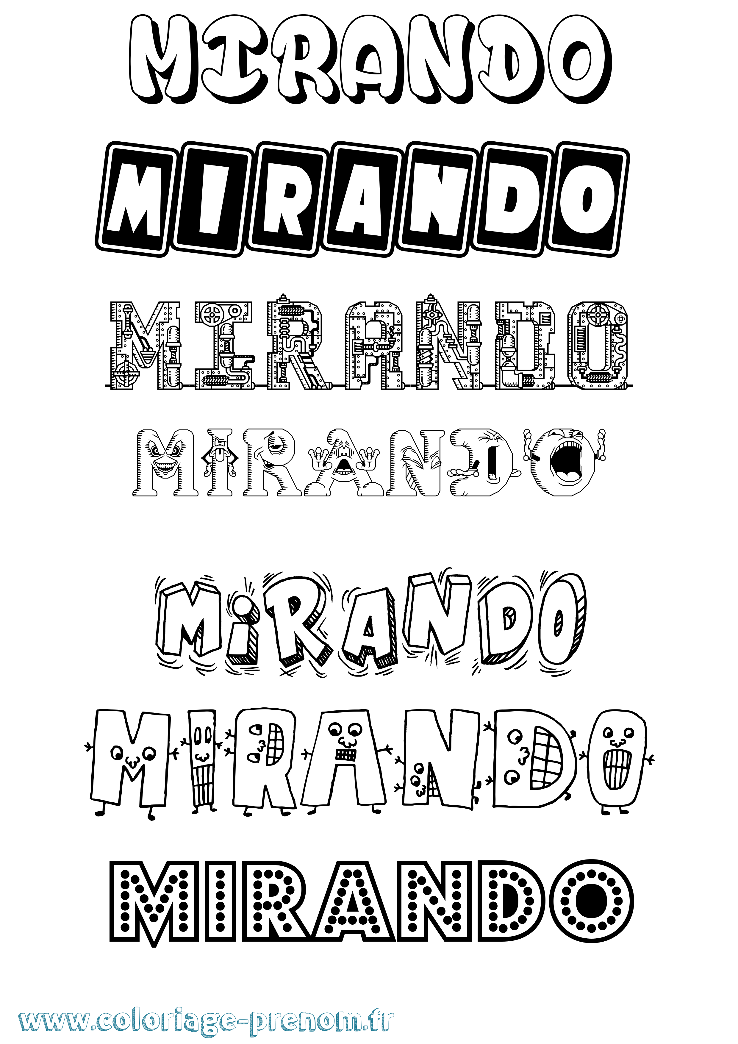 Coloriage Mirando Fun Coloriage prénom Mirando Fun