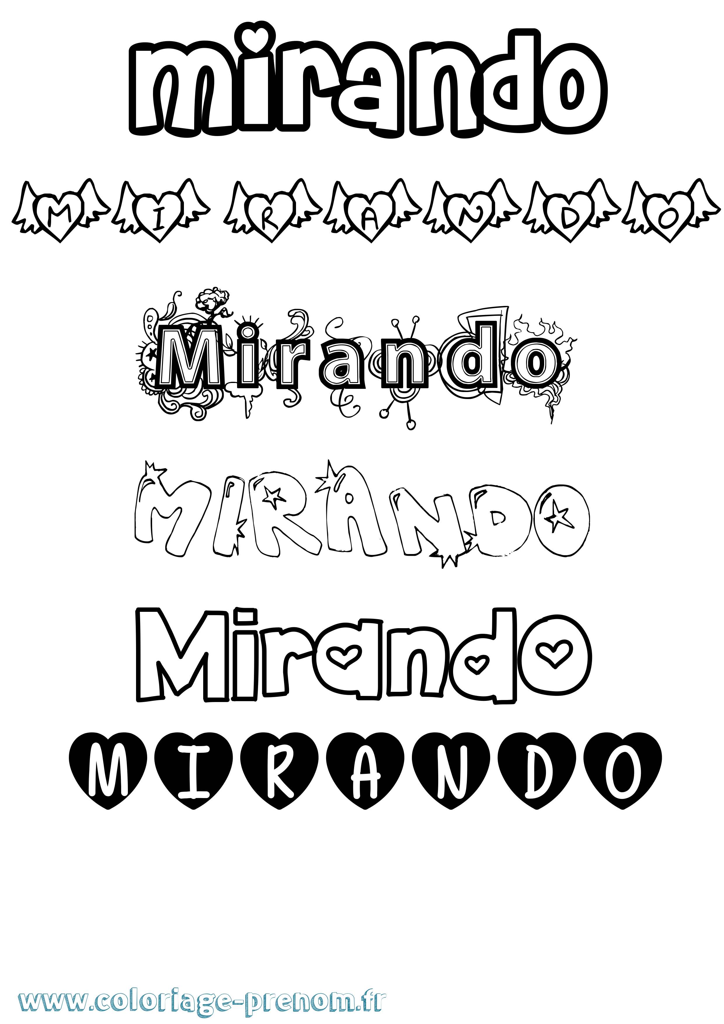 Coloriage Mirando Girly Coloriage prénom Mirando Girly