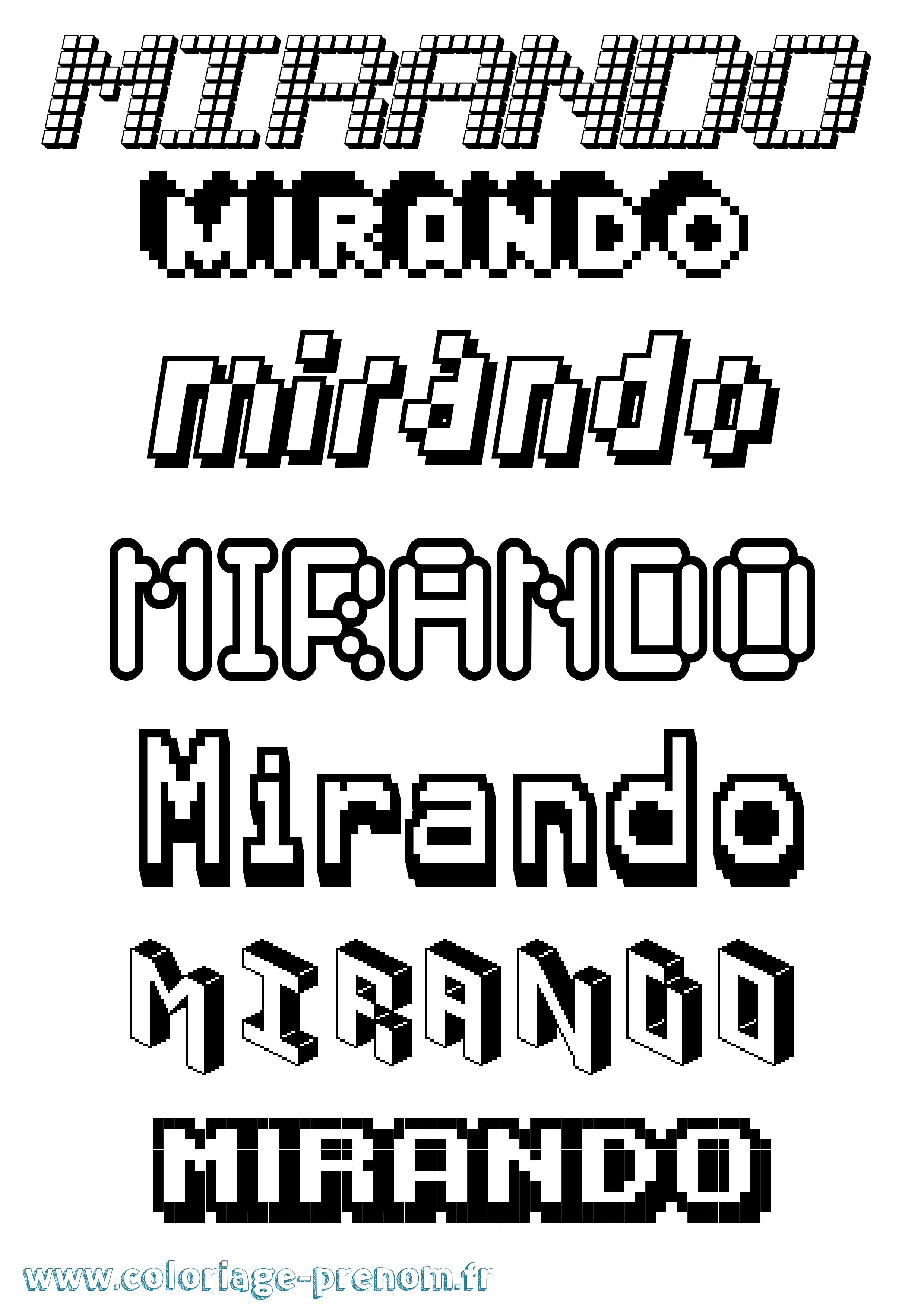 Coloriage Mirando Pixel Coloriage prénom Mirando Pixel