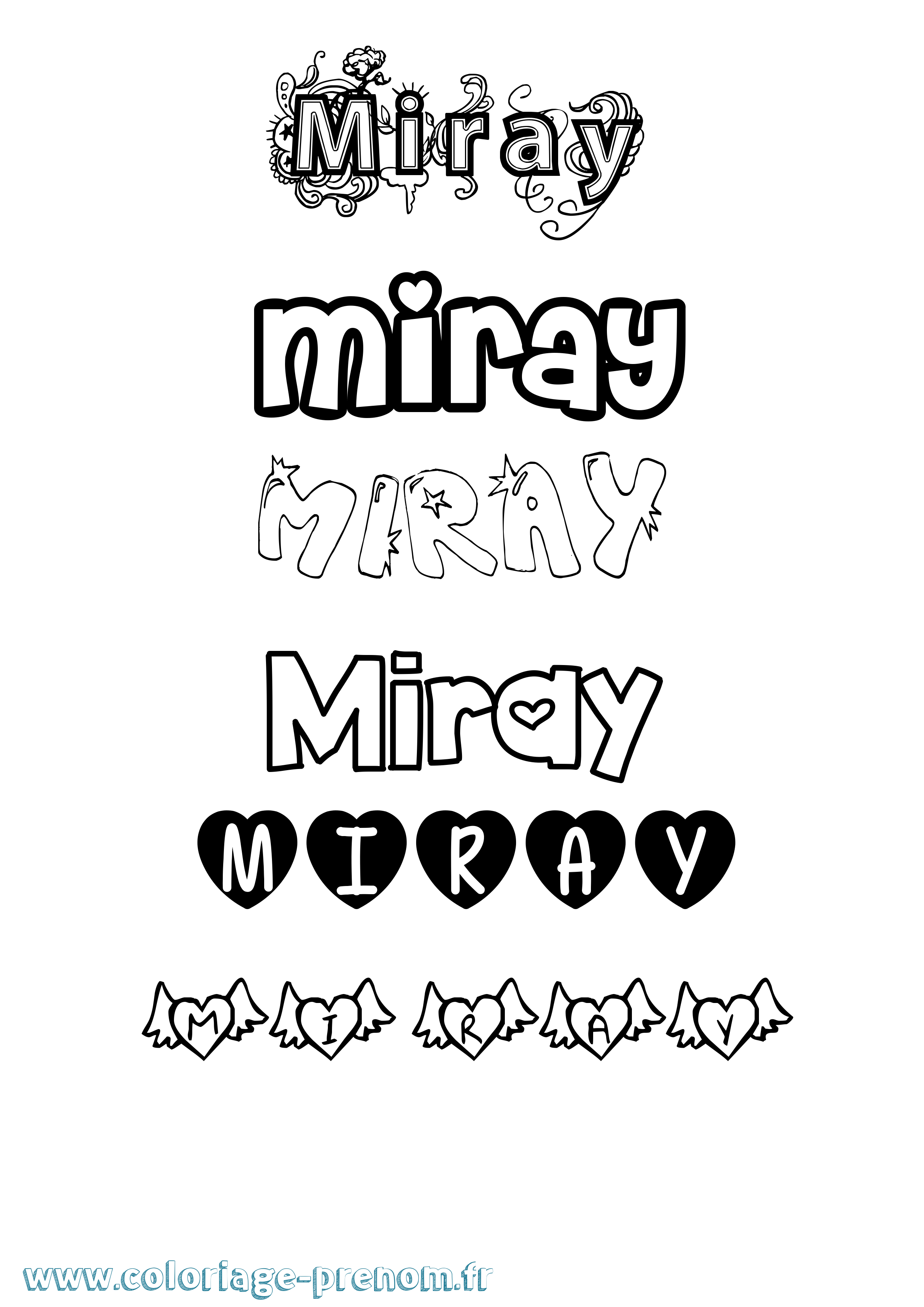 Coloriage Miray Girly Coloriage prénom Miray Girly