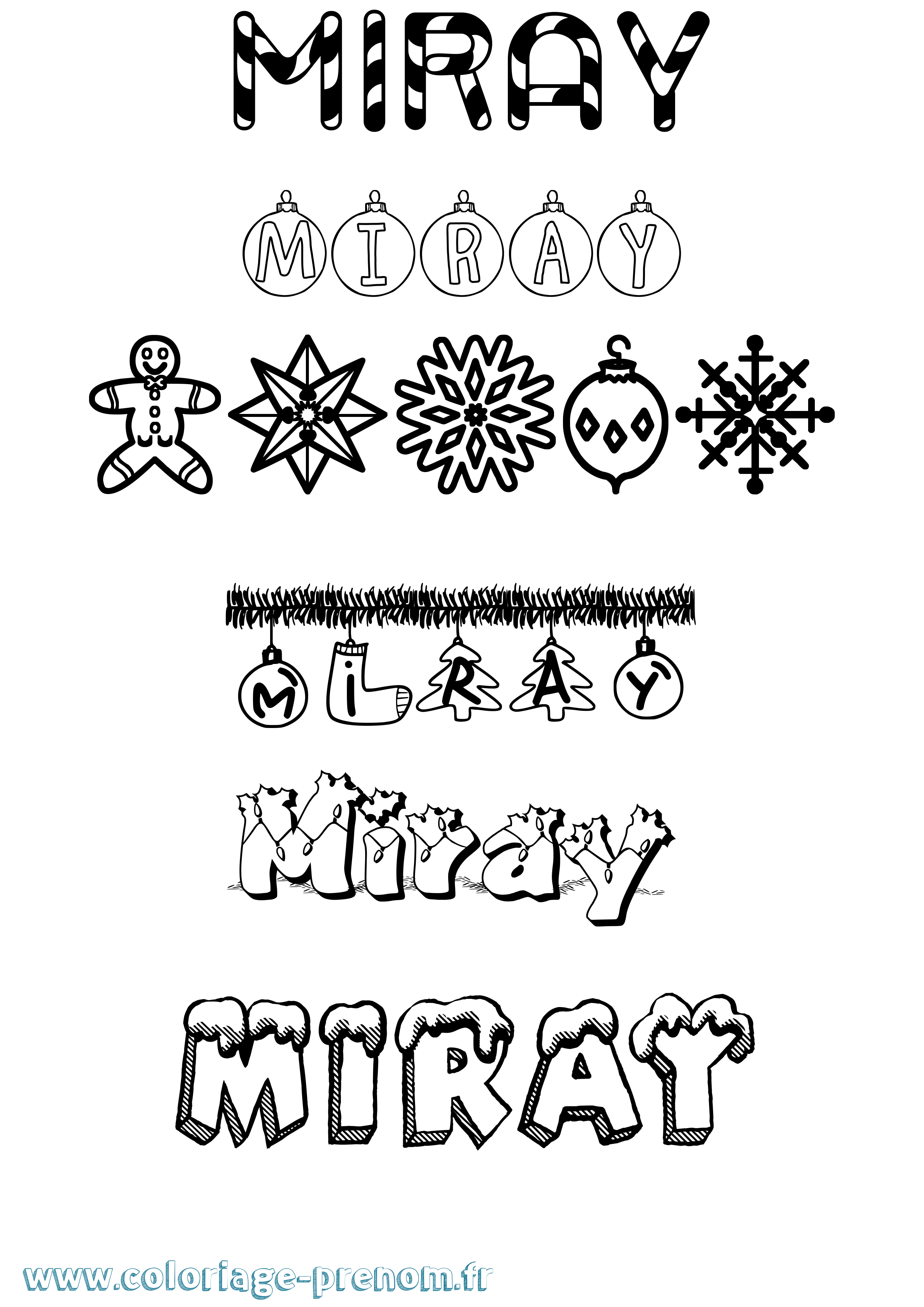 Coloriage Miray Noël Coloriage prénom Miray Noël