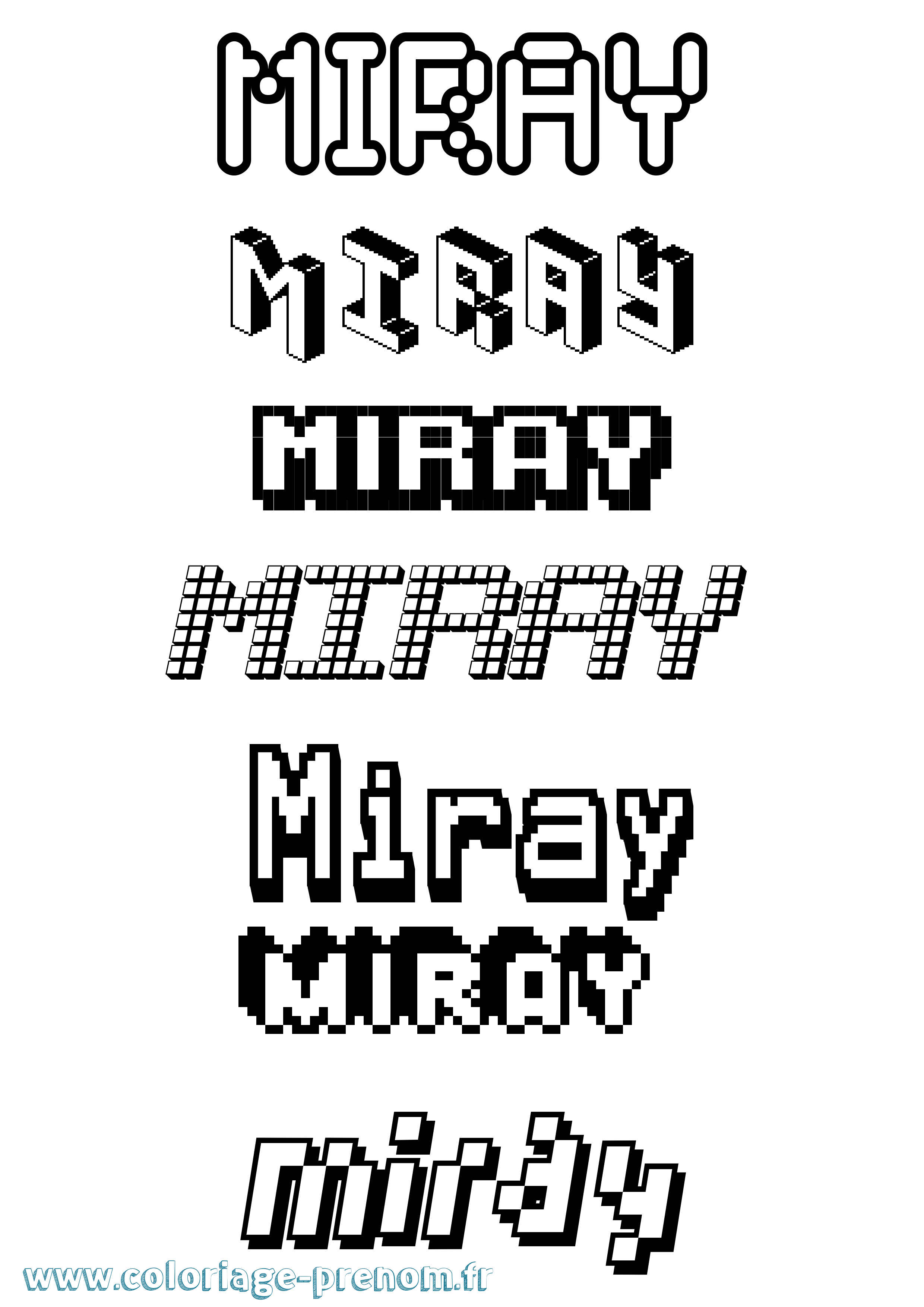 Coloriage Miray Pixel Coloriage prénom Miray Pixel