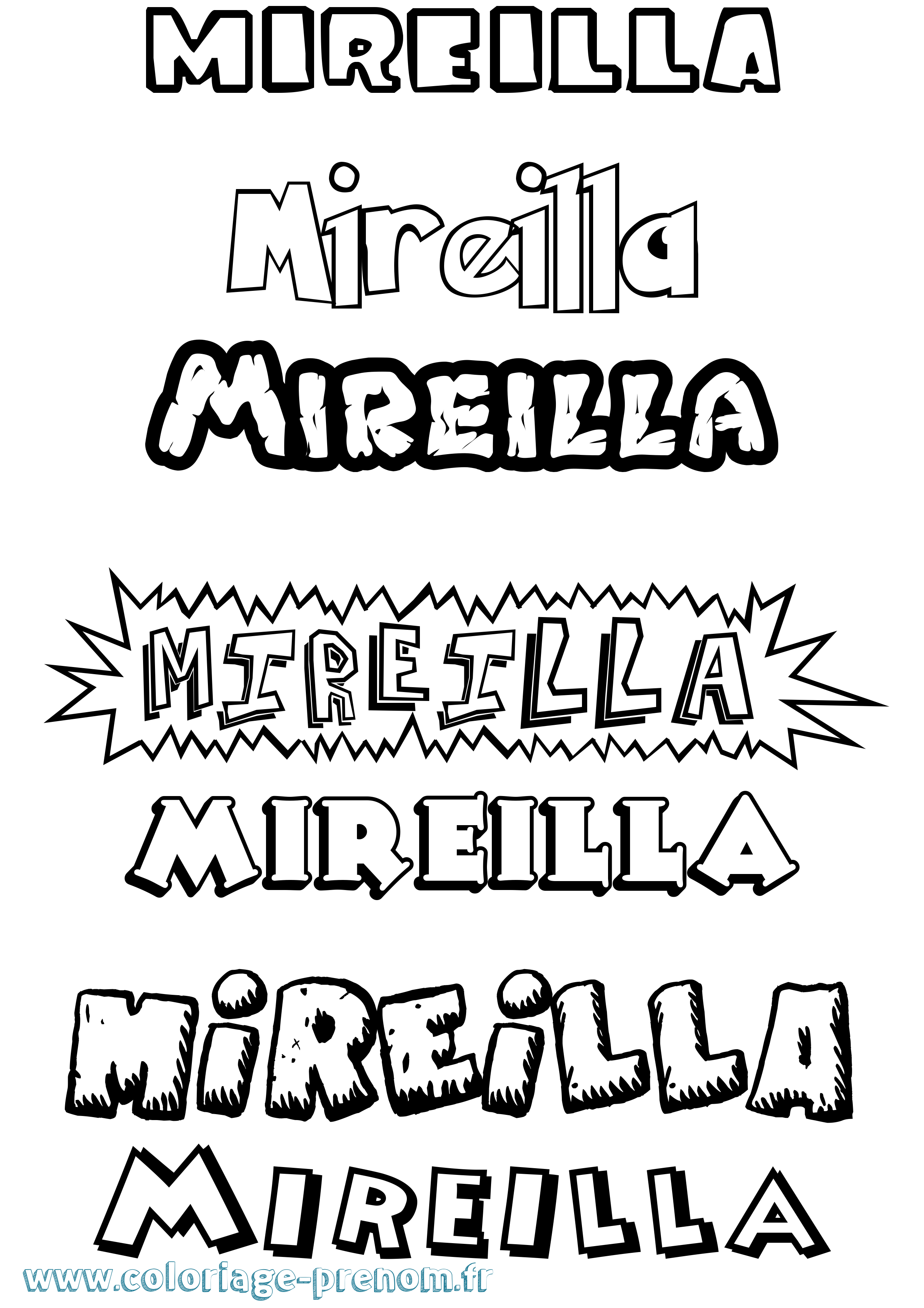 Coloriage Mireilla Dessin Animé Coloriage prénom Mireilla Dessin Animé
