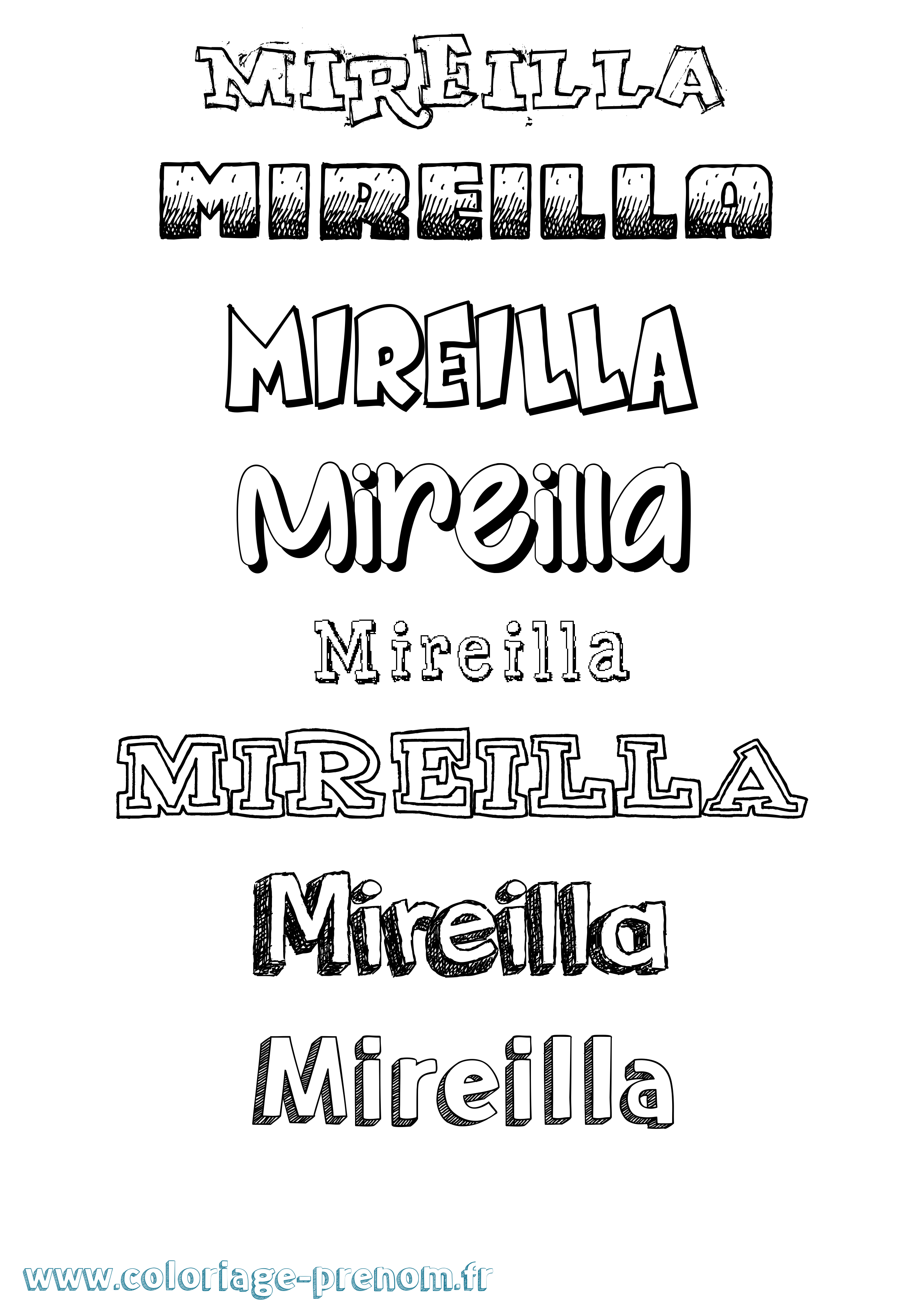 Coloriage Mireilla Dessiné Coloriage prénom Mireilla Dessiné